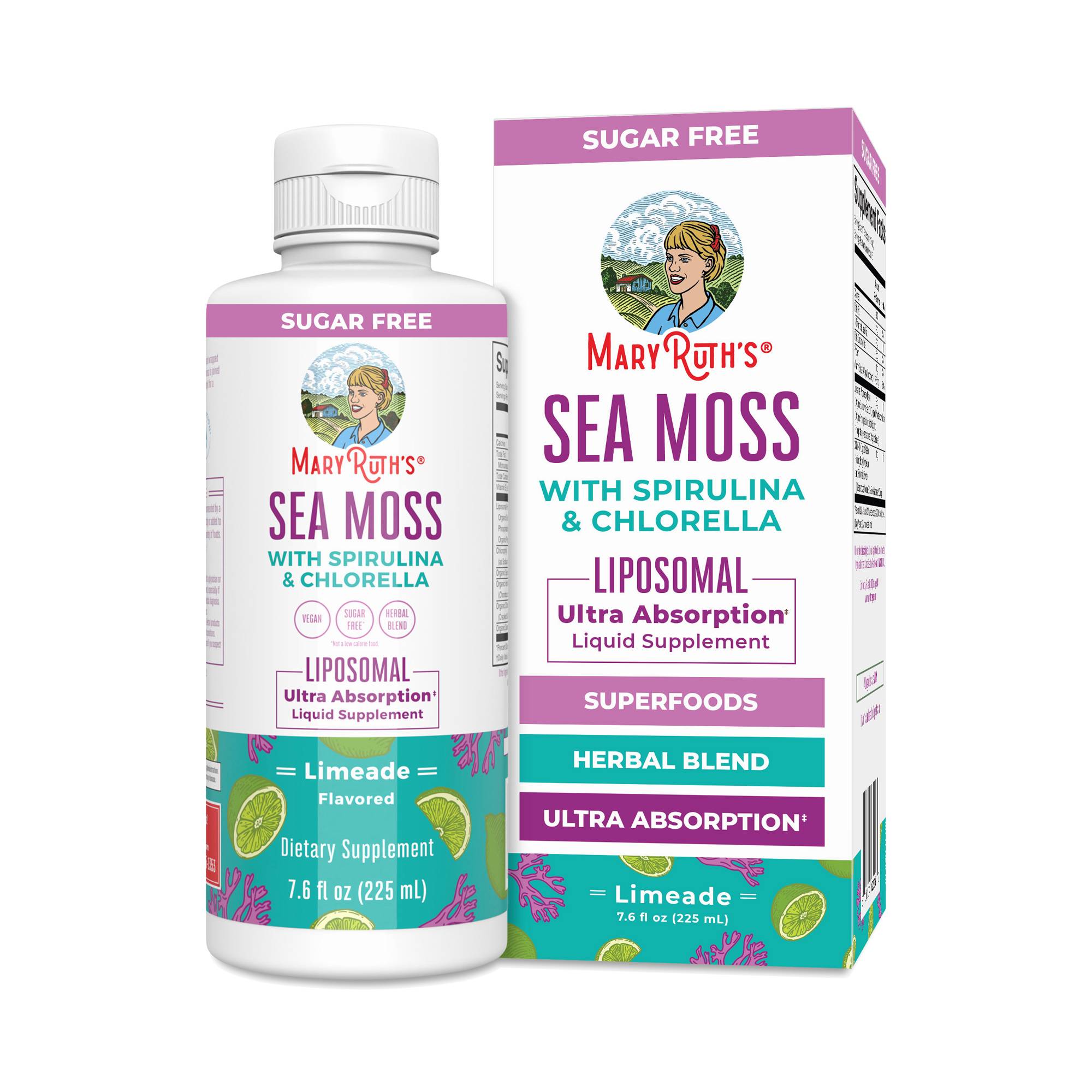 Sea Moss with Spirulina & Chlorella Liposomal, Limeade