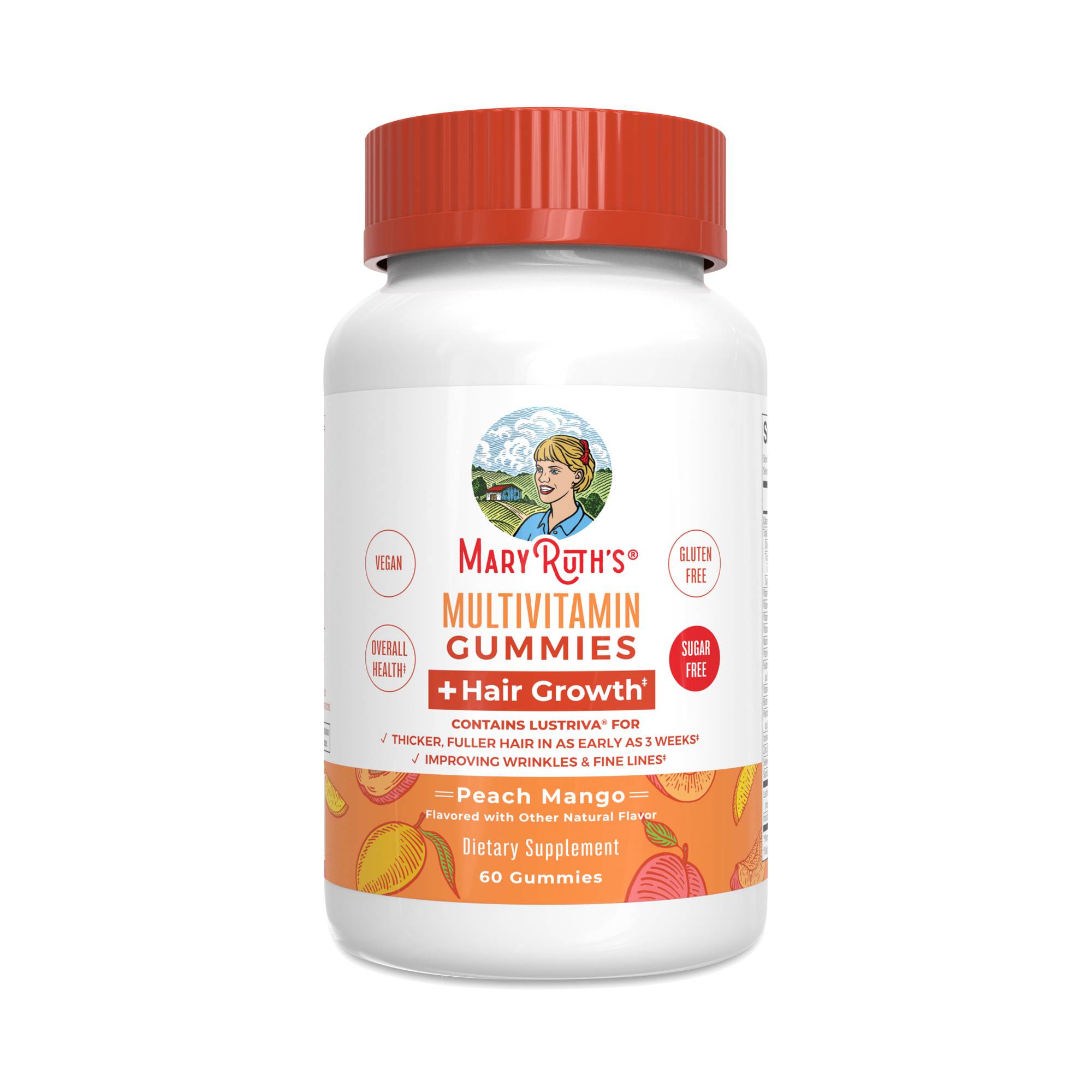 Multivitamin Gummies + Hair Growth, Peach Mango