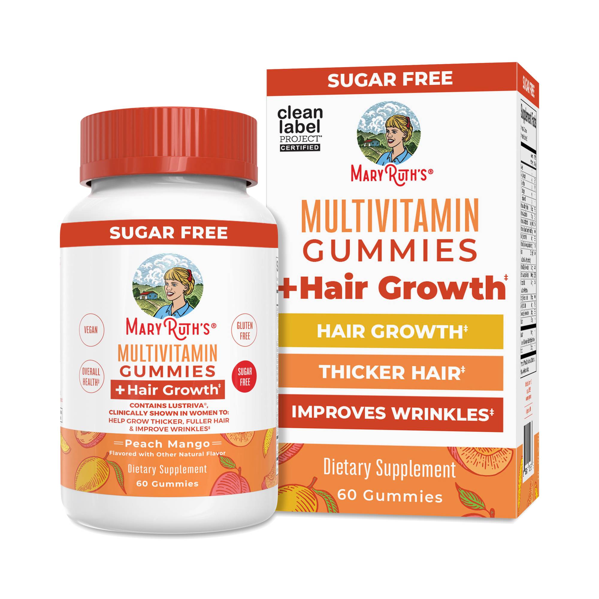 Multivitamin Gummies & Hair Growth, Peach Mango