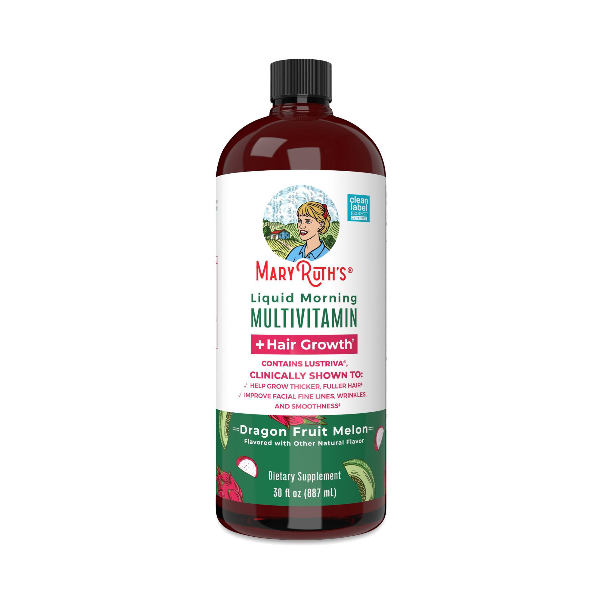 Liquid Morning Multivitamin + Hair Growth, Dragon Fruit Melon