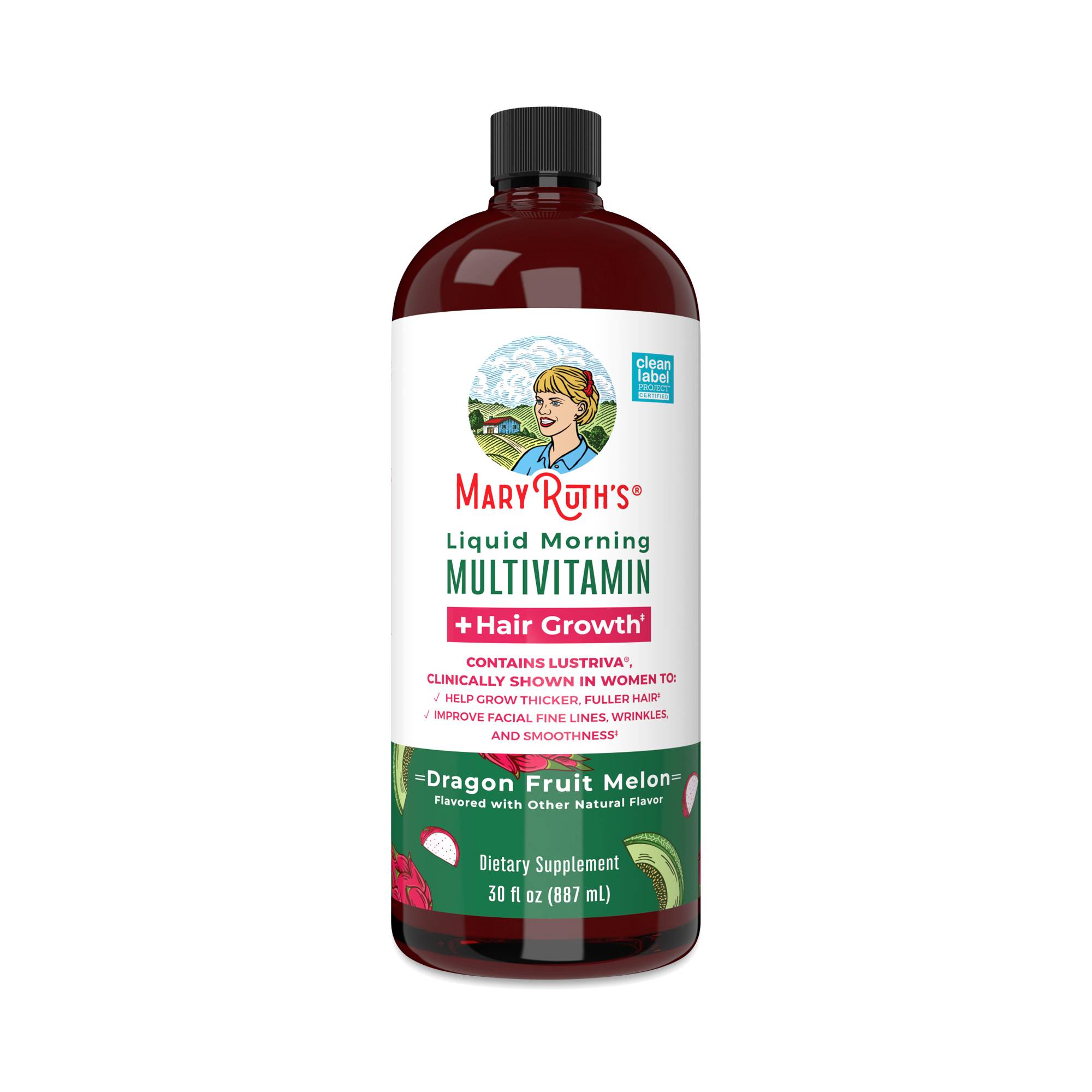 Liquid Morning Multivitamin & Hair Growth, Dragon Fruit Melon