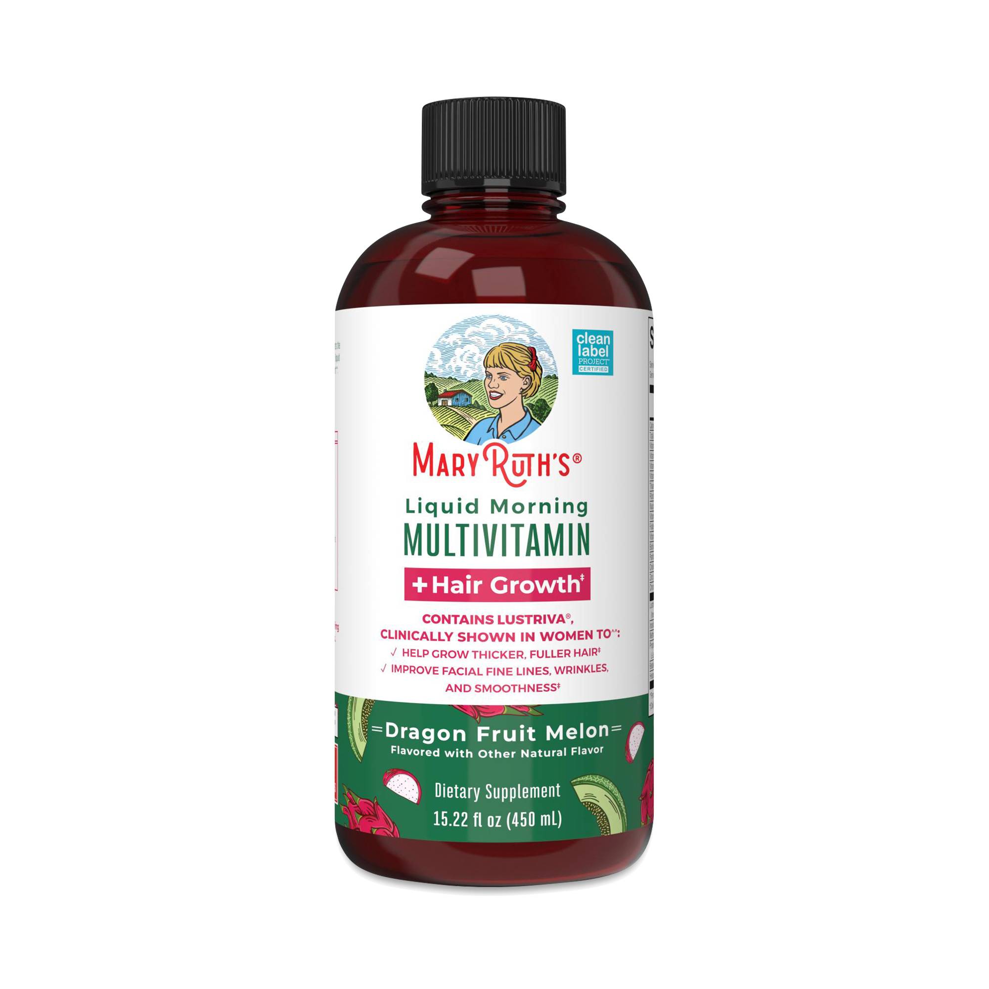 Liquid Morning Multivitamin + Hair Growth, Dragon Fruit Melon