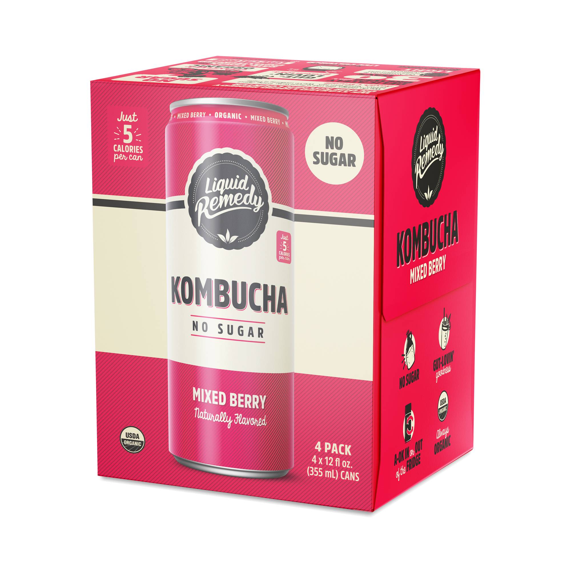 No Sugar Kombucha, Mixed Berry