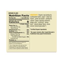 No Sugar Kombucha, Ginger Lemon