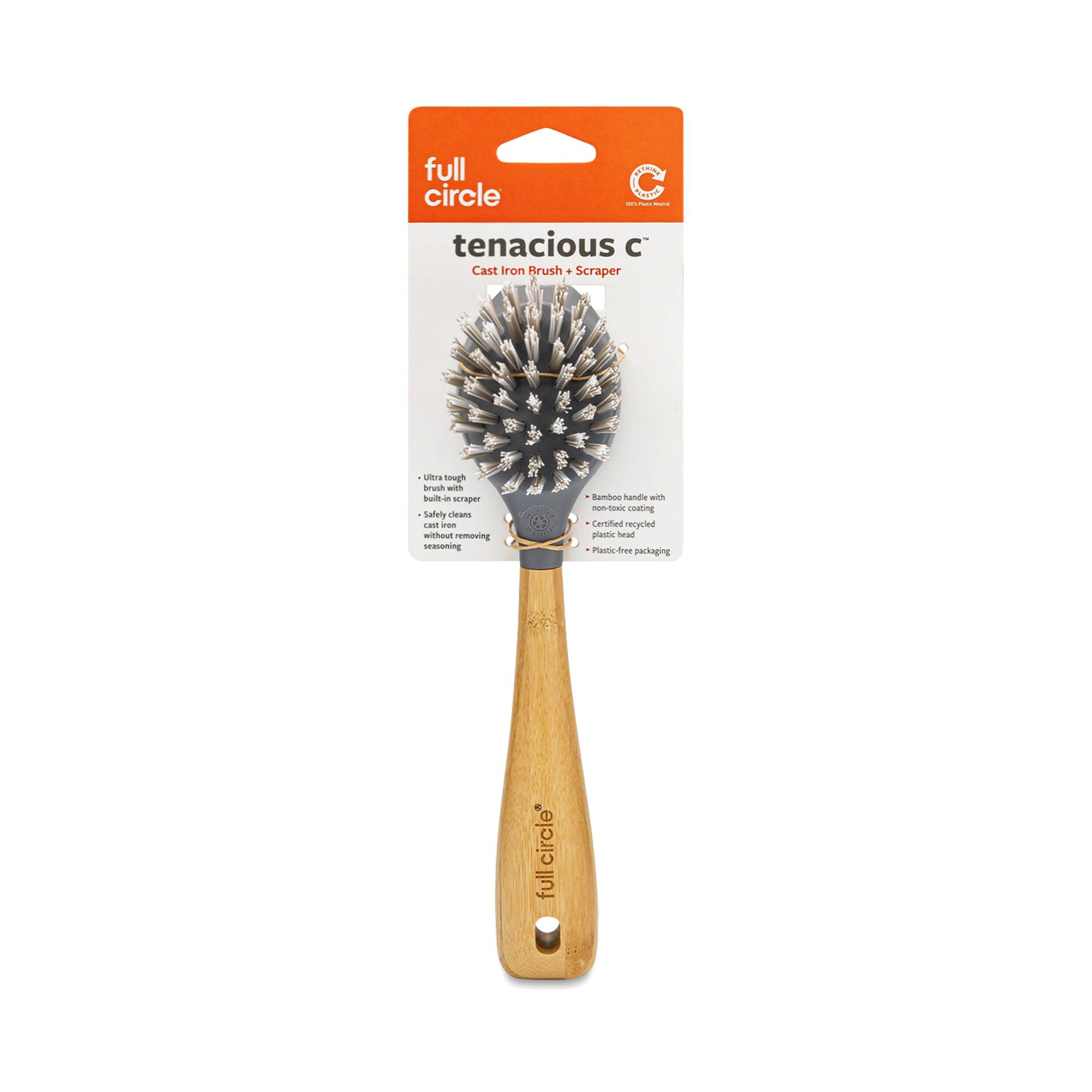 Tenacious C Cast Iron Scrub Brush with Scraper