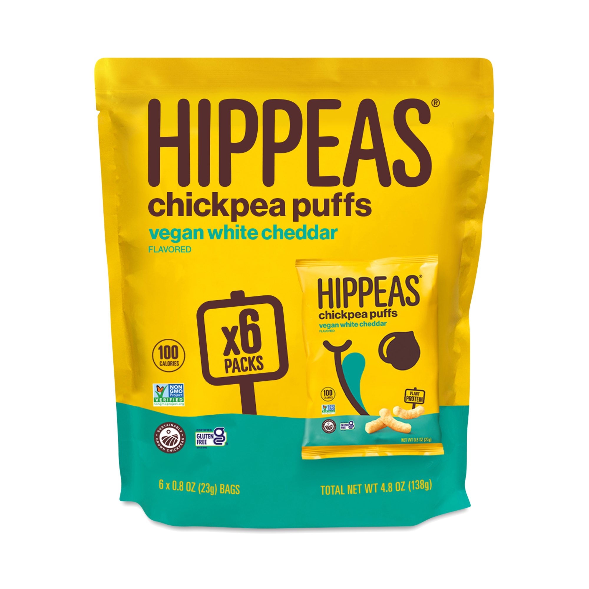 Hippeas Chickpea Puffs, Vegan White Cheddar, Snack Pack Thrive Market