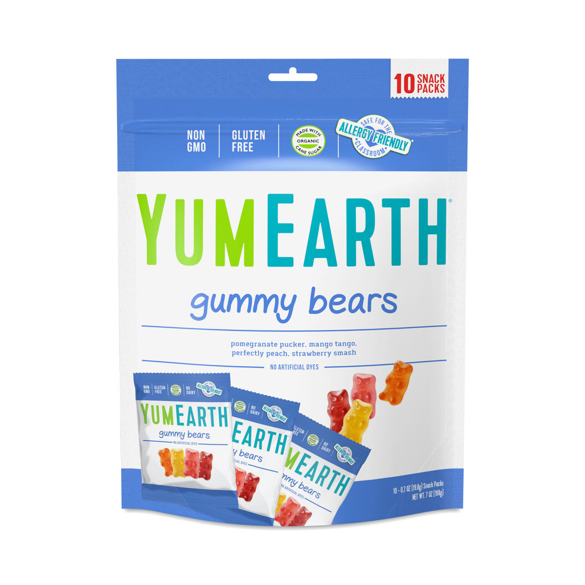 YumEarth Family Size Snack Pack Gummy Bears 10 packs (0.7 oz each)