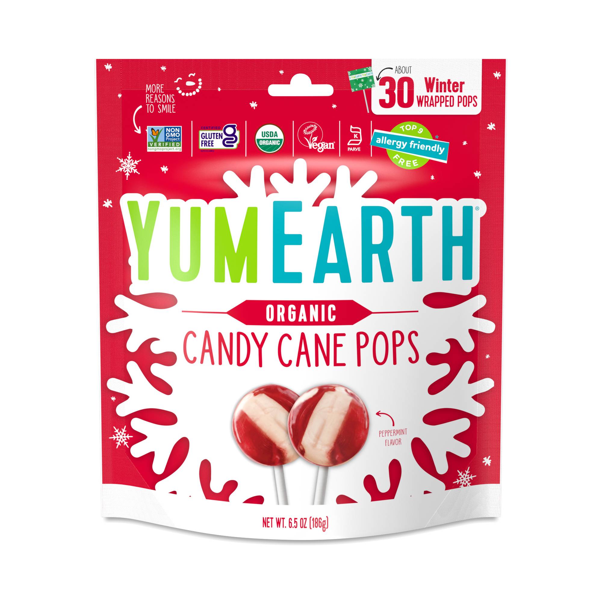 Organic Candy Cane Pops, Peppermint