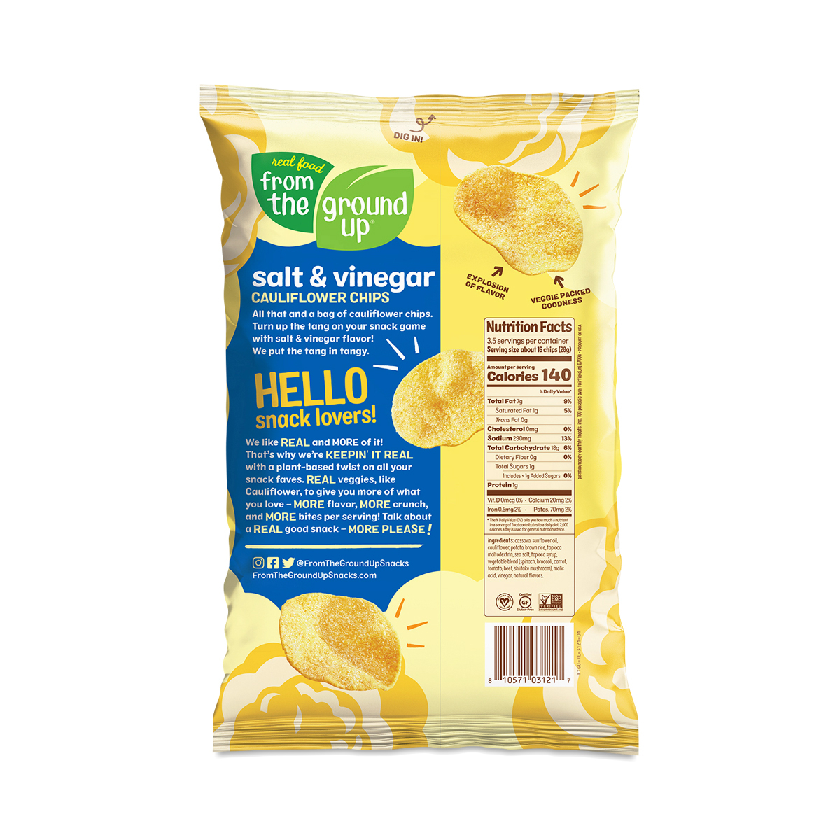 From The Ground Up Cauliflower Chips, Salt & Vinegar Thrive Market