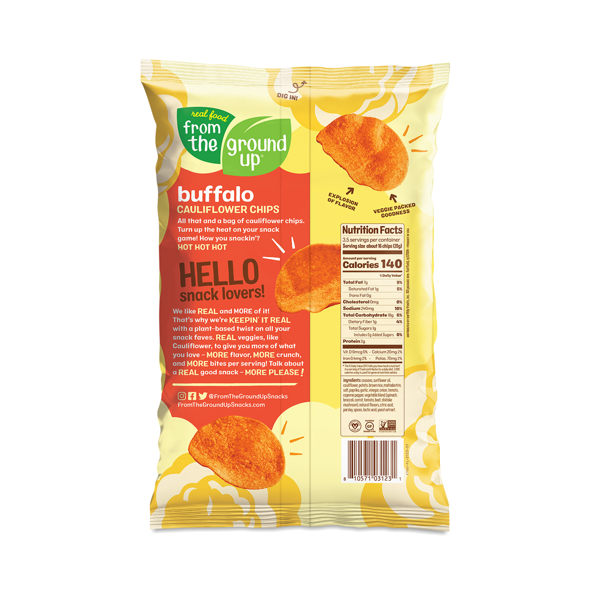 From The Ground Up Cauliflower Chips, Buffalo Thrive Market