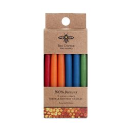 Pure Beeswax Birthday Taper Candles, Assorted Colors