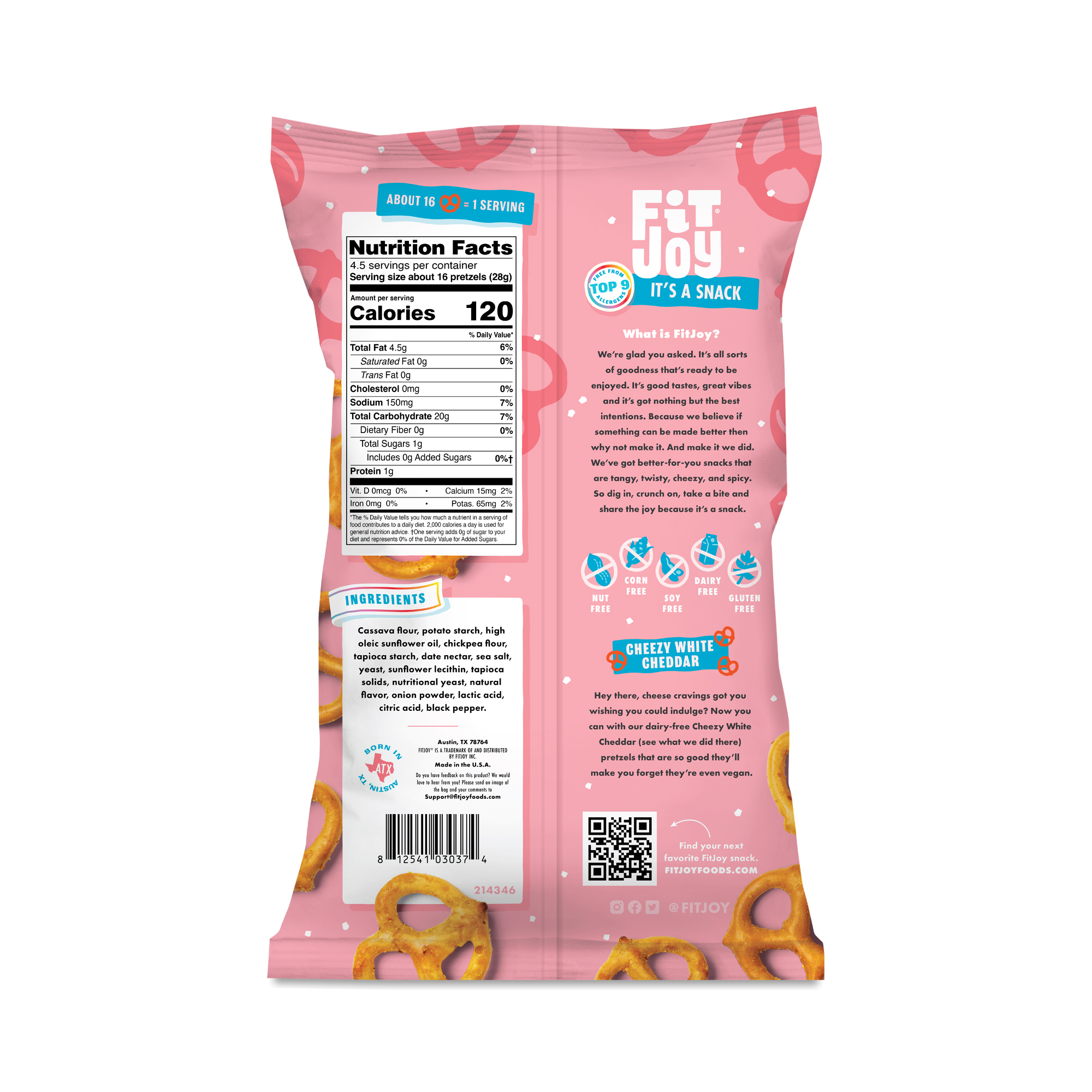 FitJoy Grain Free Pretzels, Cheezy White Cheddar | Thrive Market