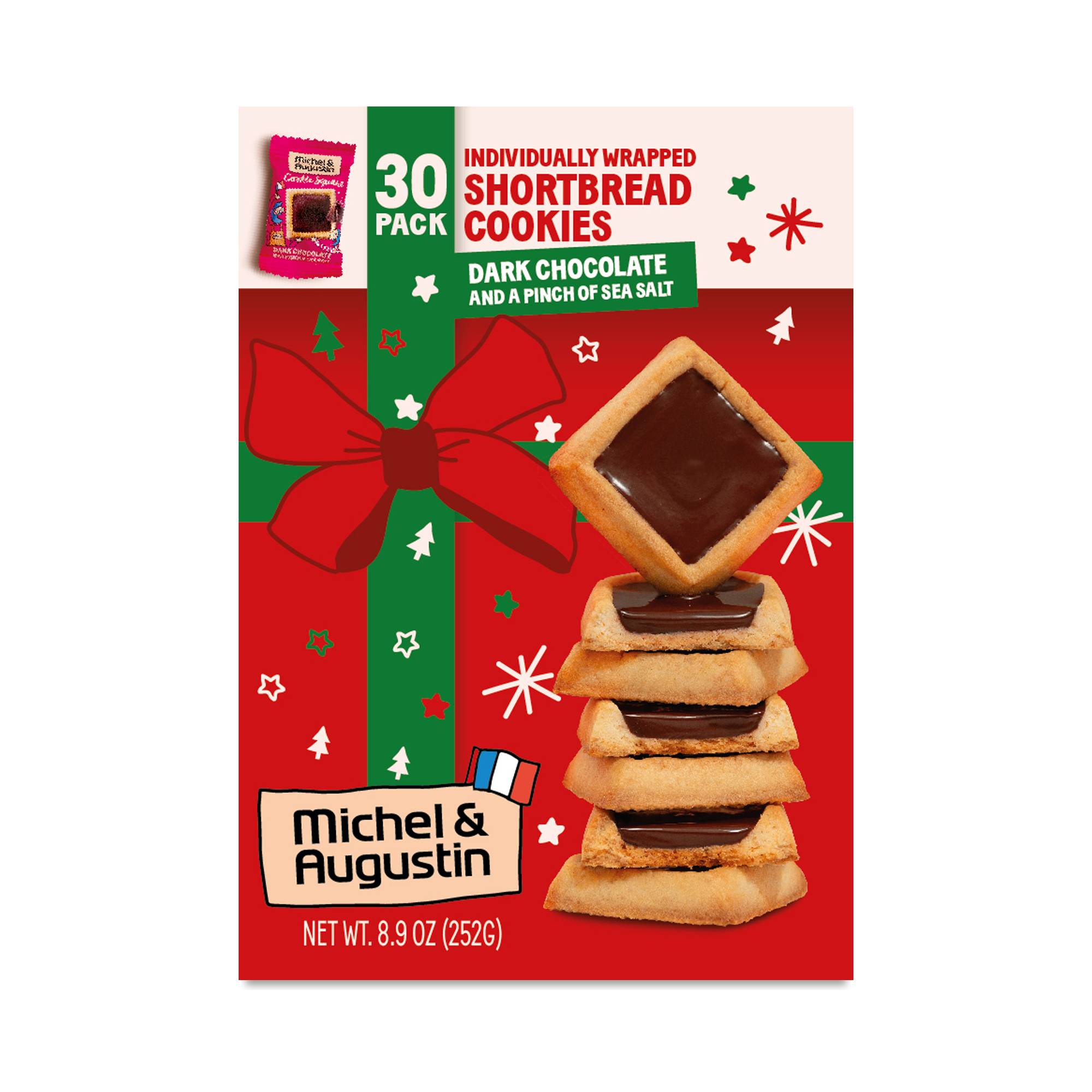 Shortbread Cookies Holiday Box, Dark Chocolate