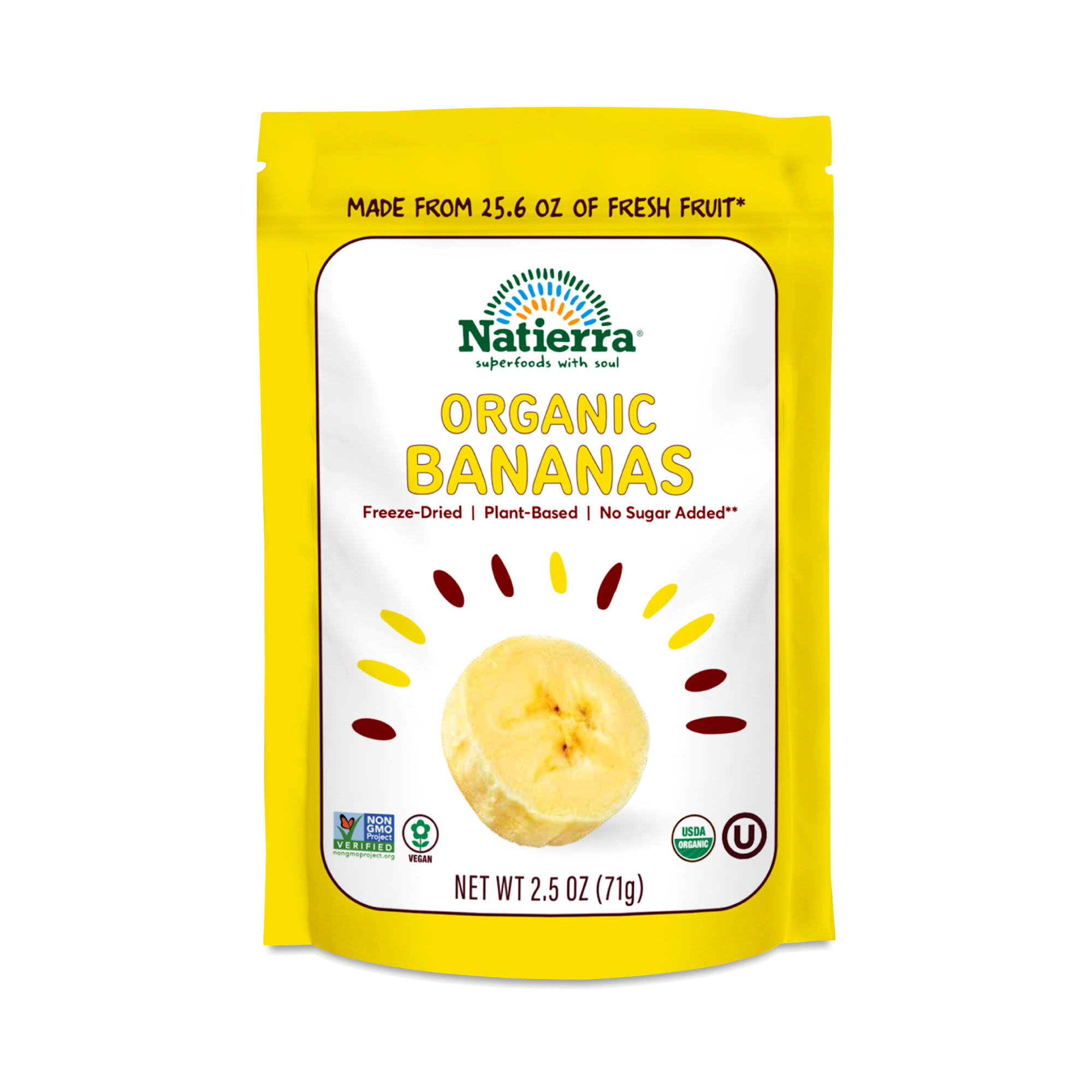 Nature's All Foods Organic Freeze Dried  Bananas - 2.5 oz pouch