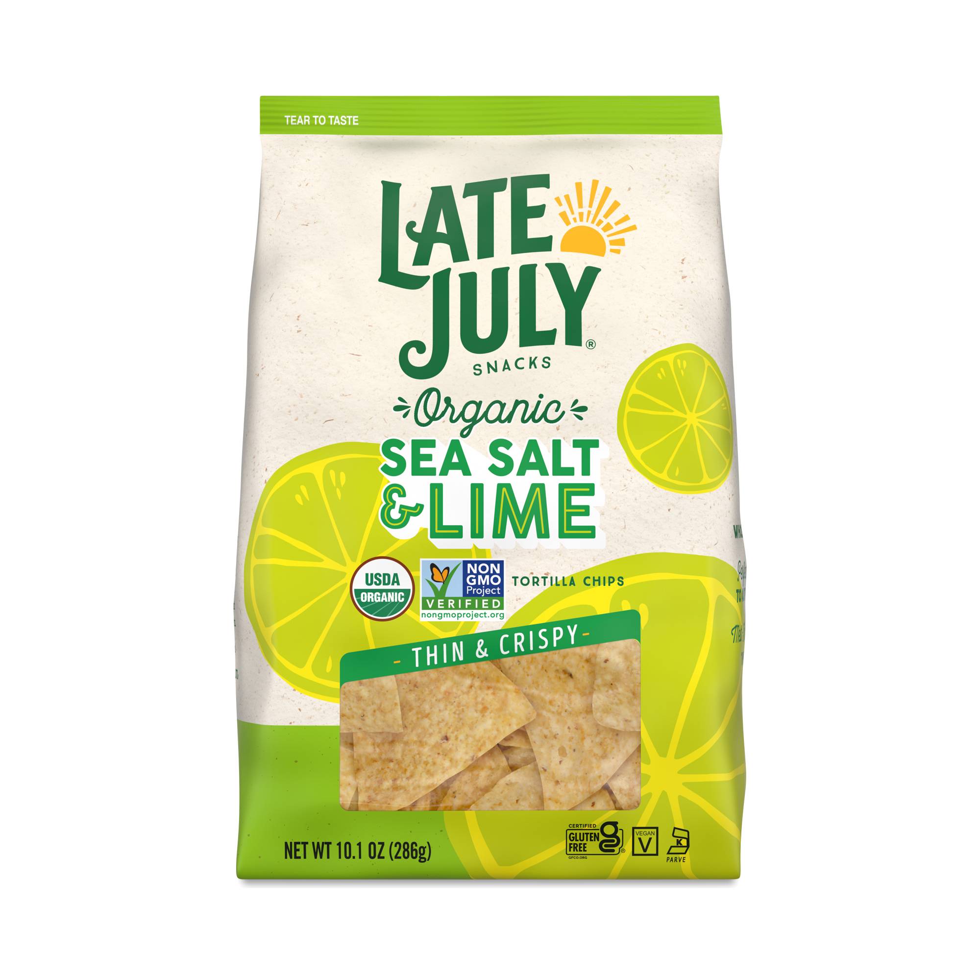 Organic Thin & Crispy Tortilla Chips, Sea Salt & Lime