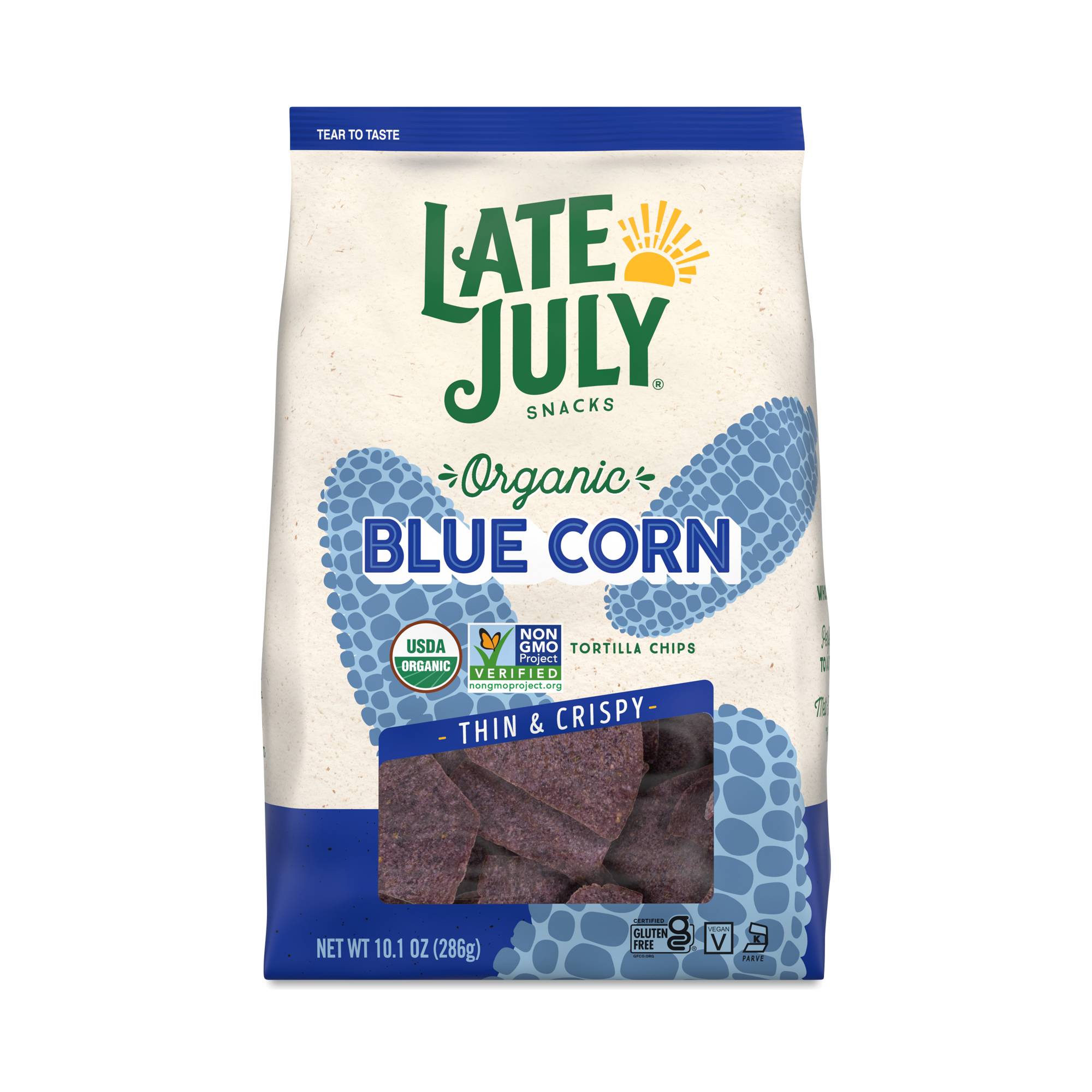Organic Thin & Crispy Tortilla Chips, Blue Corn