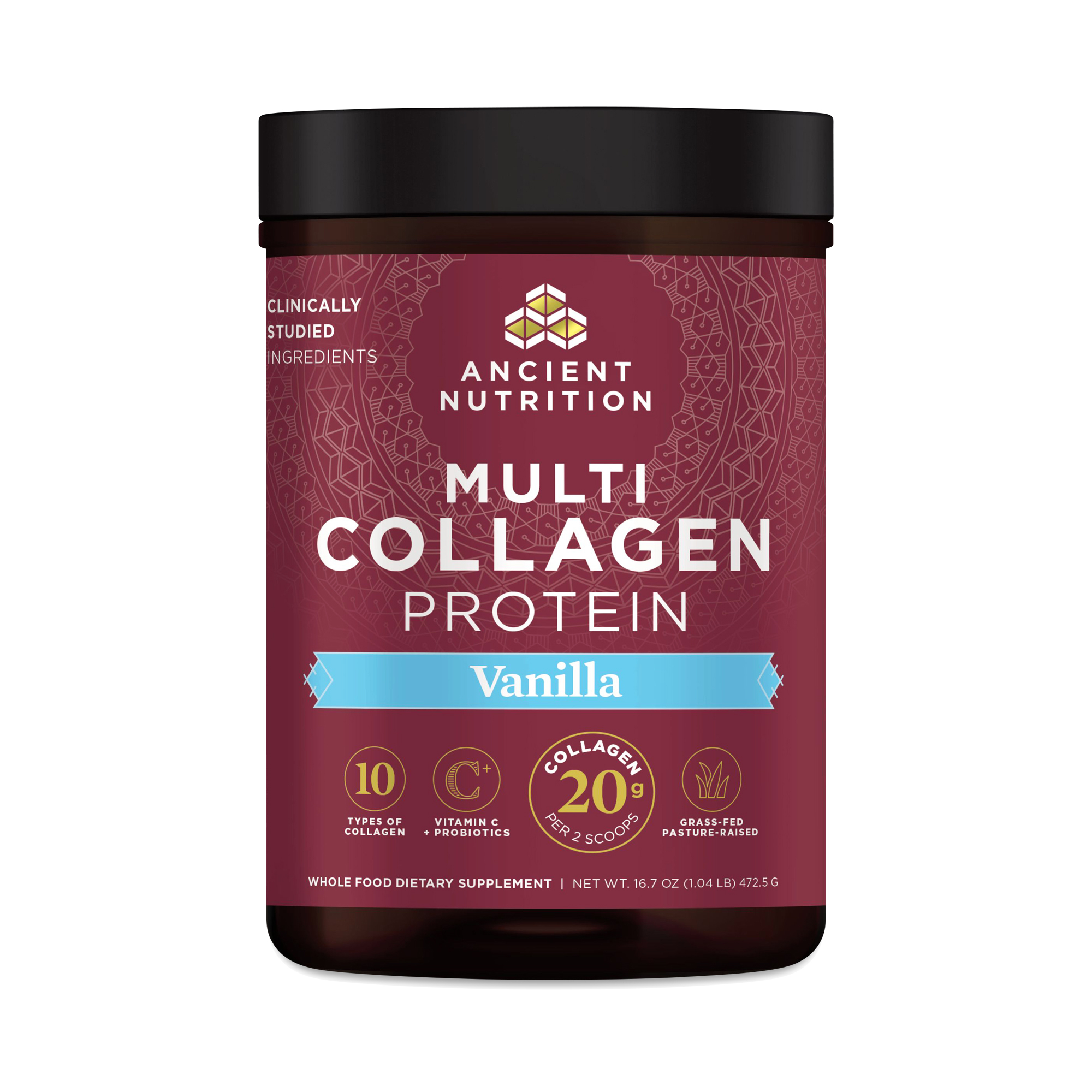 Ancient Nutrition Multi Collagen Protein, Vanilla 16.7 oz tub