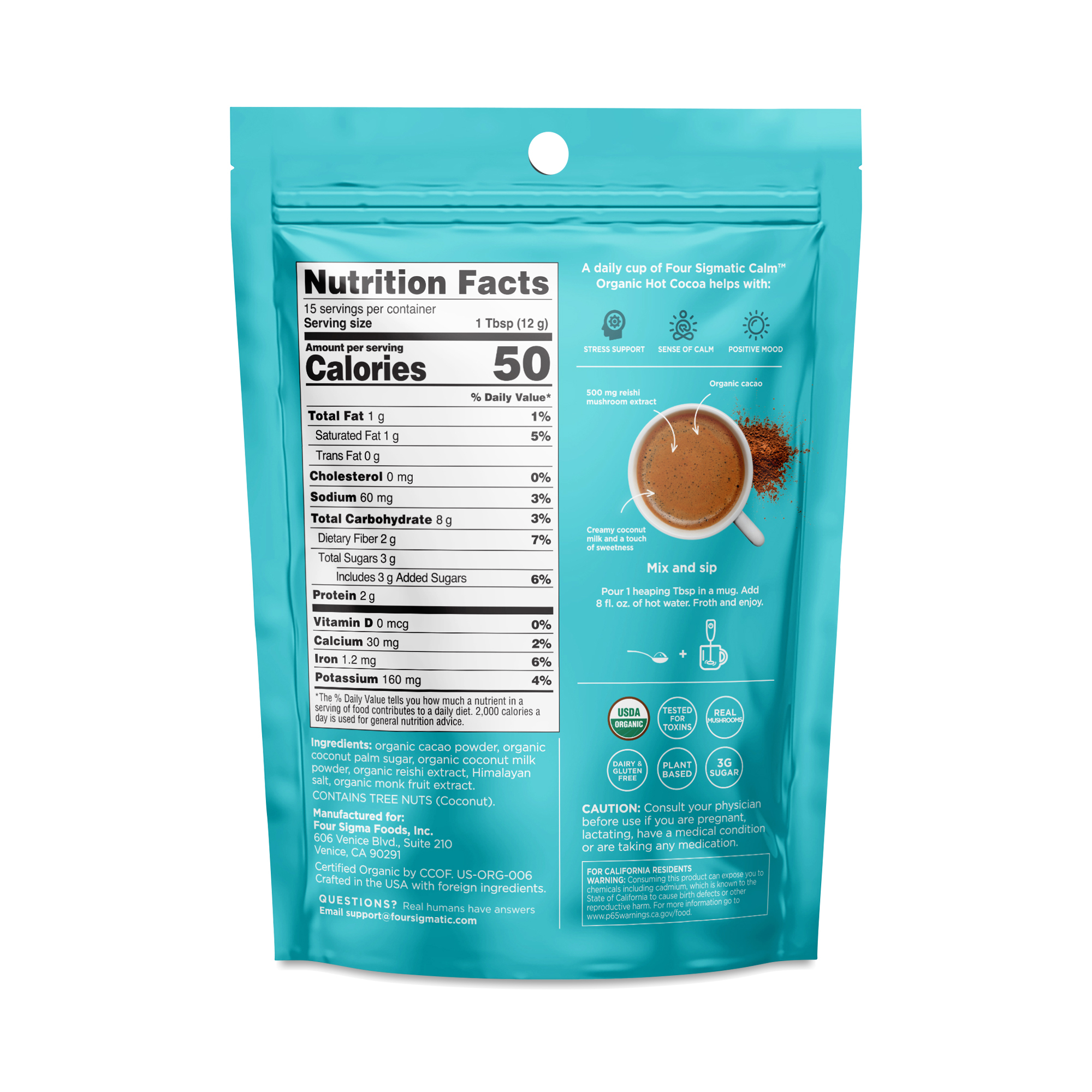 Four Sigmatic Calm Organic Instant Hot Cocoa, Dark | Thrive Market