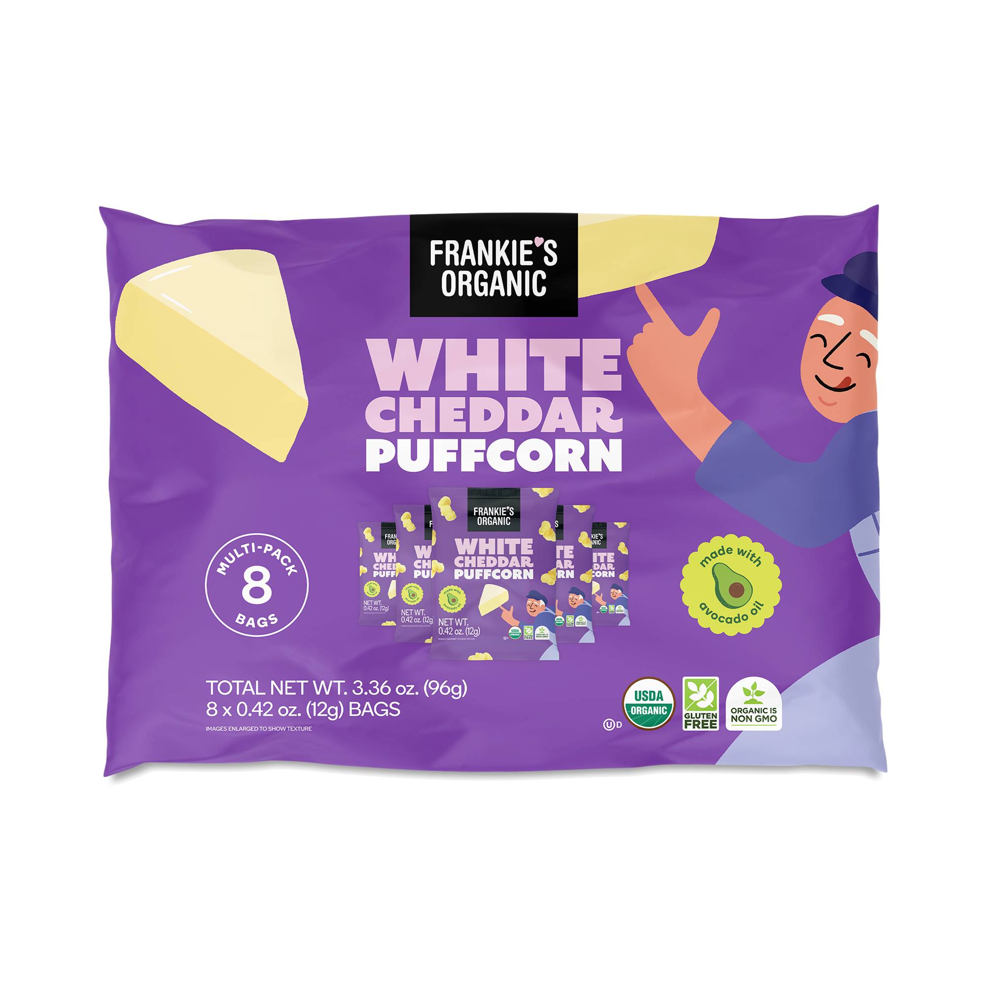 Avocado Oil Puffcorn, White Cheddar, Snack Pack