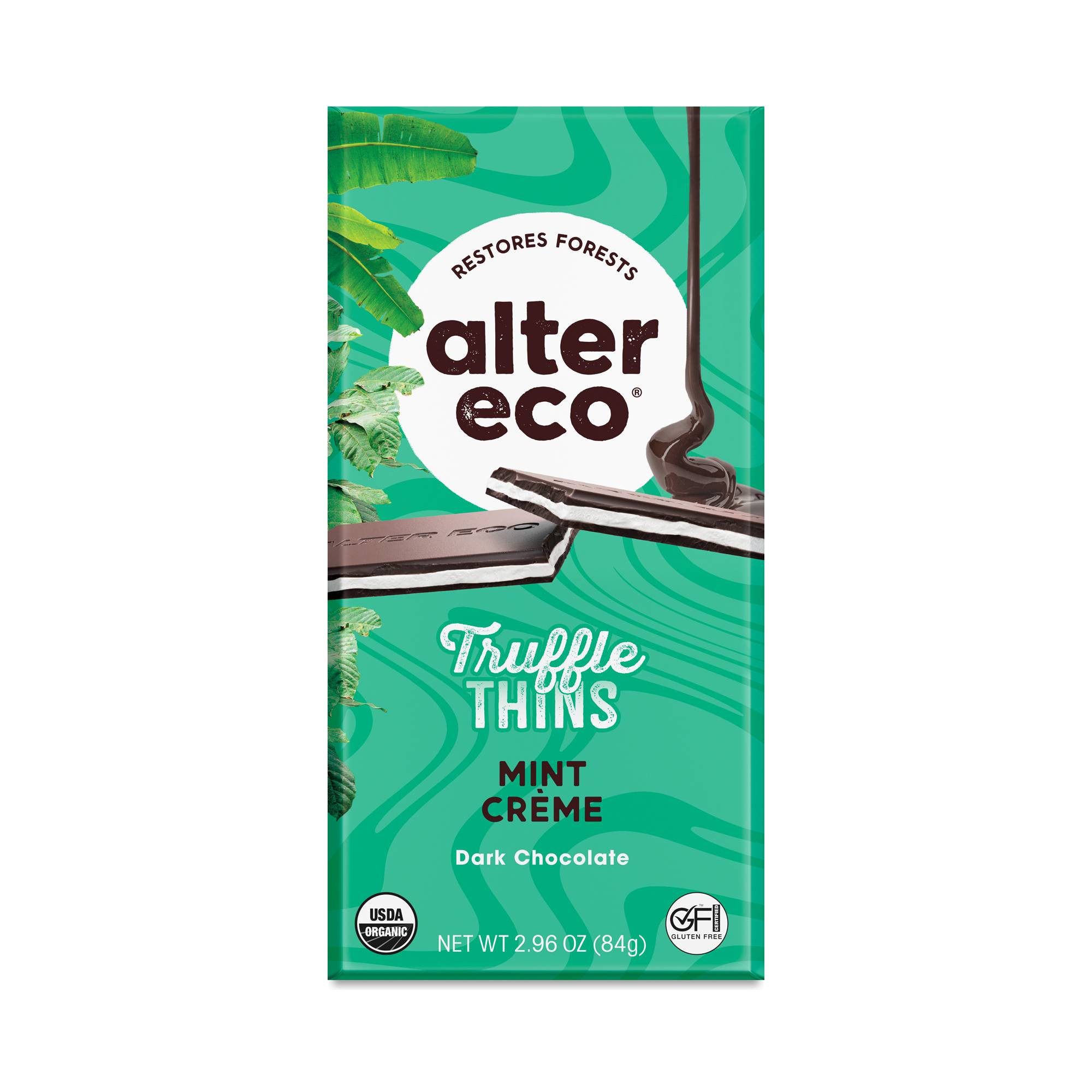 Organic Chocolate Truffle Thins Bar, Mint Crème