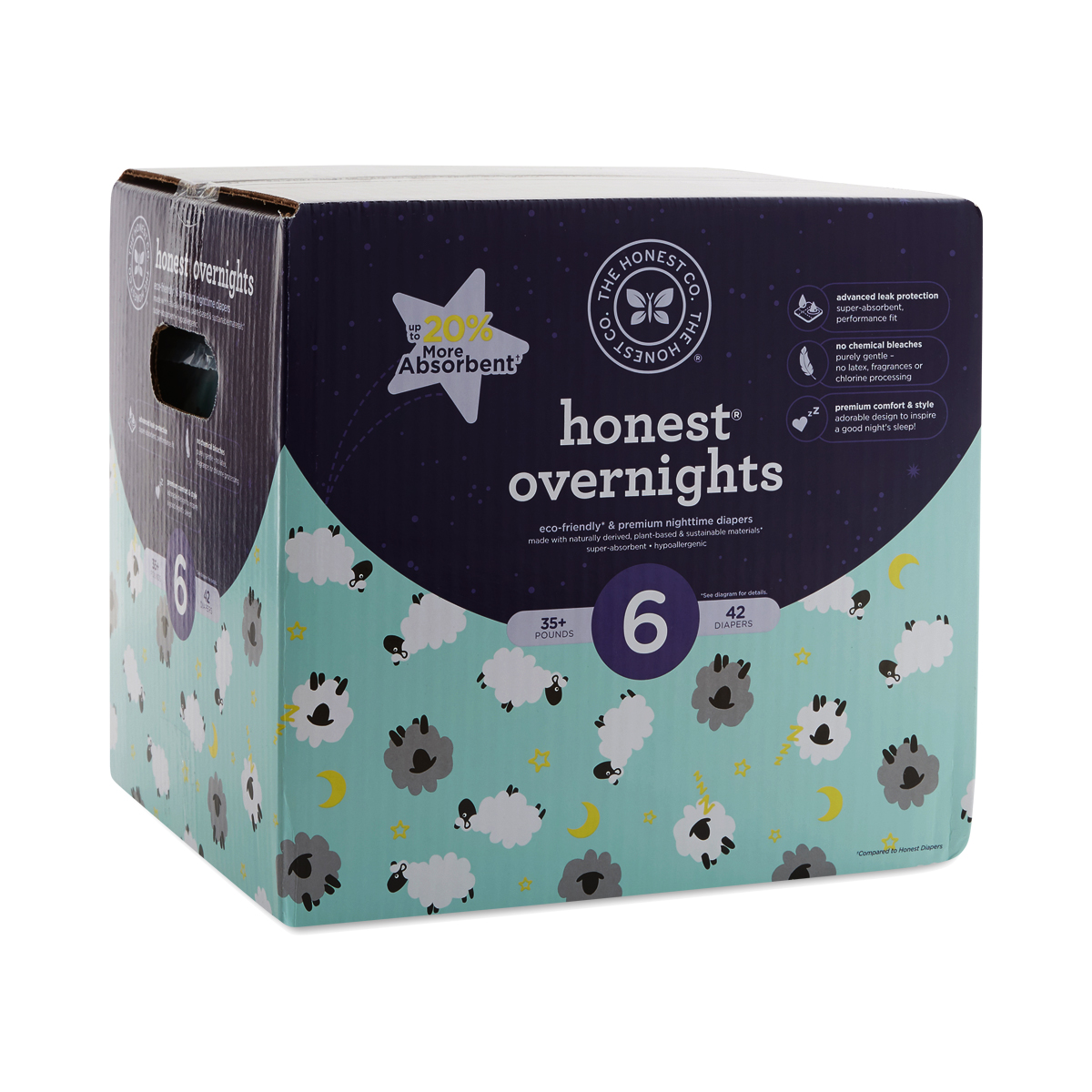 Size 5 44 Count Club Box Sleepy Sheep Honest Overnight Baby Diapers Disposable Diapers Kolenik Baby