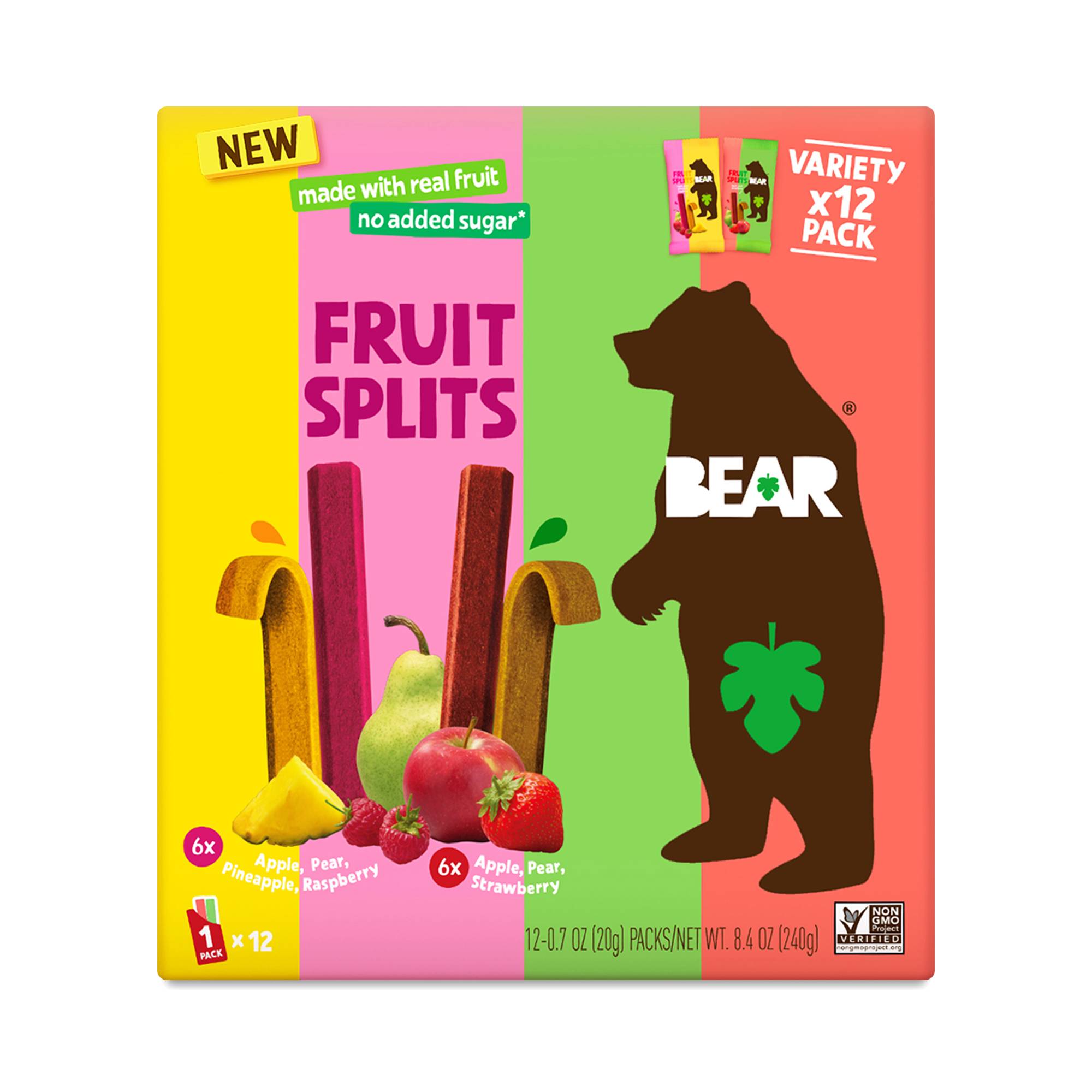 Fruit Splits Variety Pack, Pineapple, Raspberry & Strawberry