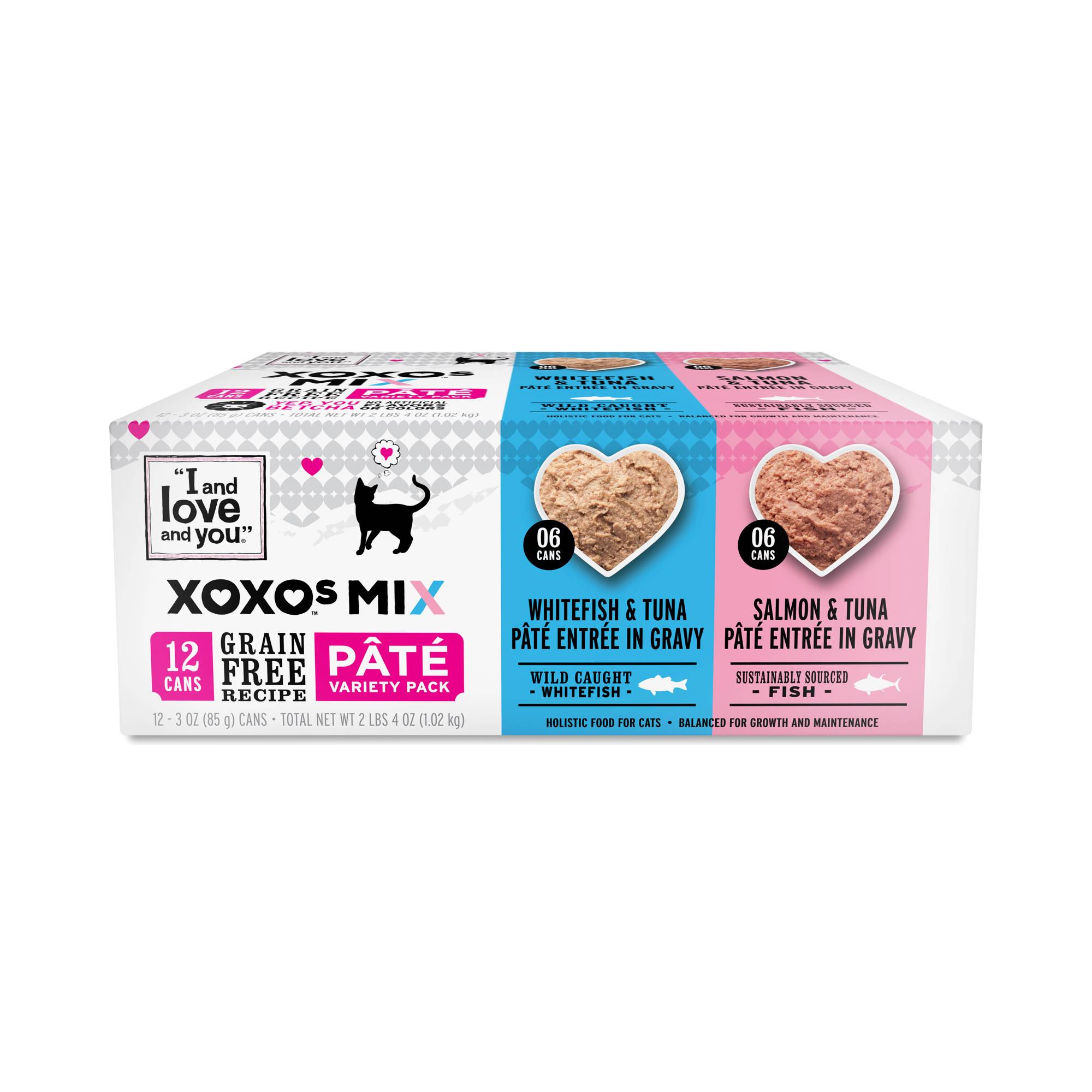 XOXO's Grain Free Canned Cat Food Variety Pack, Salmon & Whitefish Pate