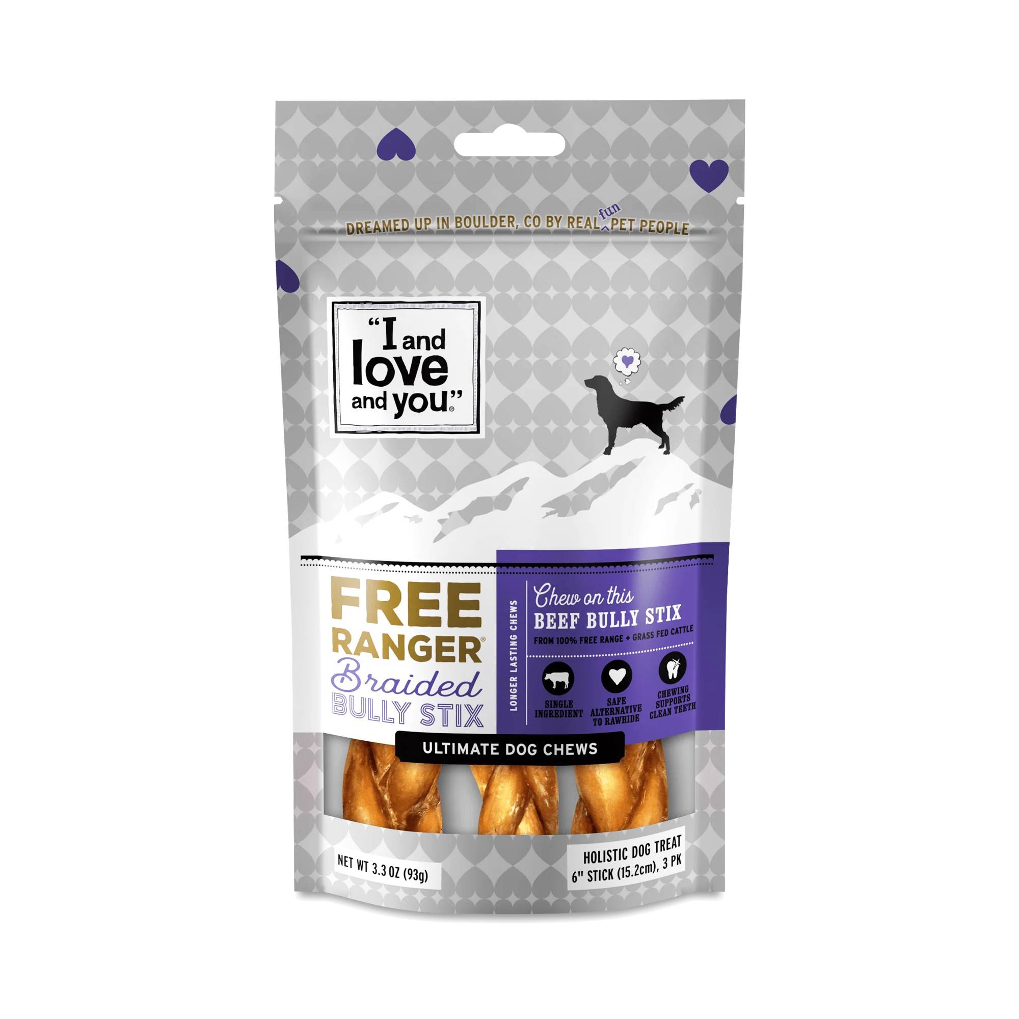 Free Ranger Braided Beef Bully Stix Dog Chew Treats