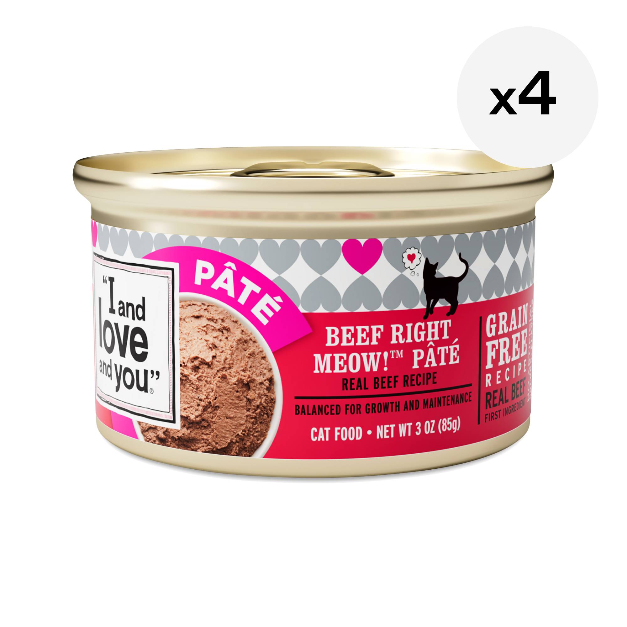 Wet Cat Food, Beef, Right Meow! Pâté, Multipack