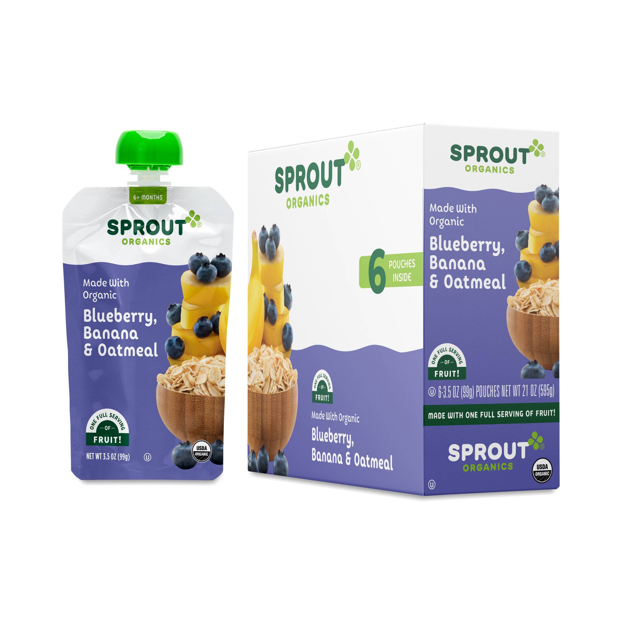 Baby Food Pouches, Blueberry, Banana & Oatmeal