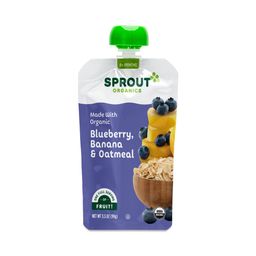 Baby Food Pouches, Blueberry, Banana & Oatmeal