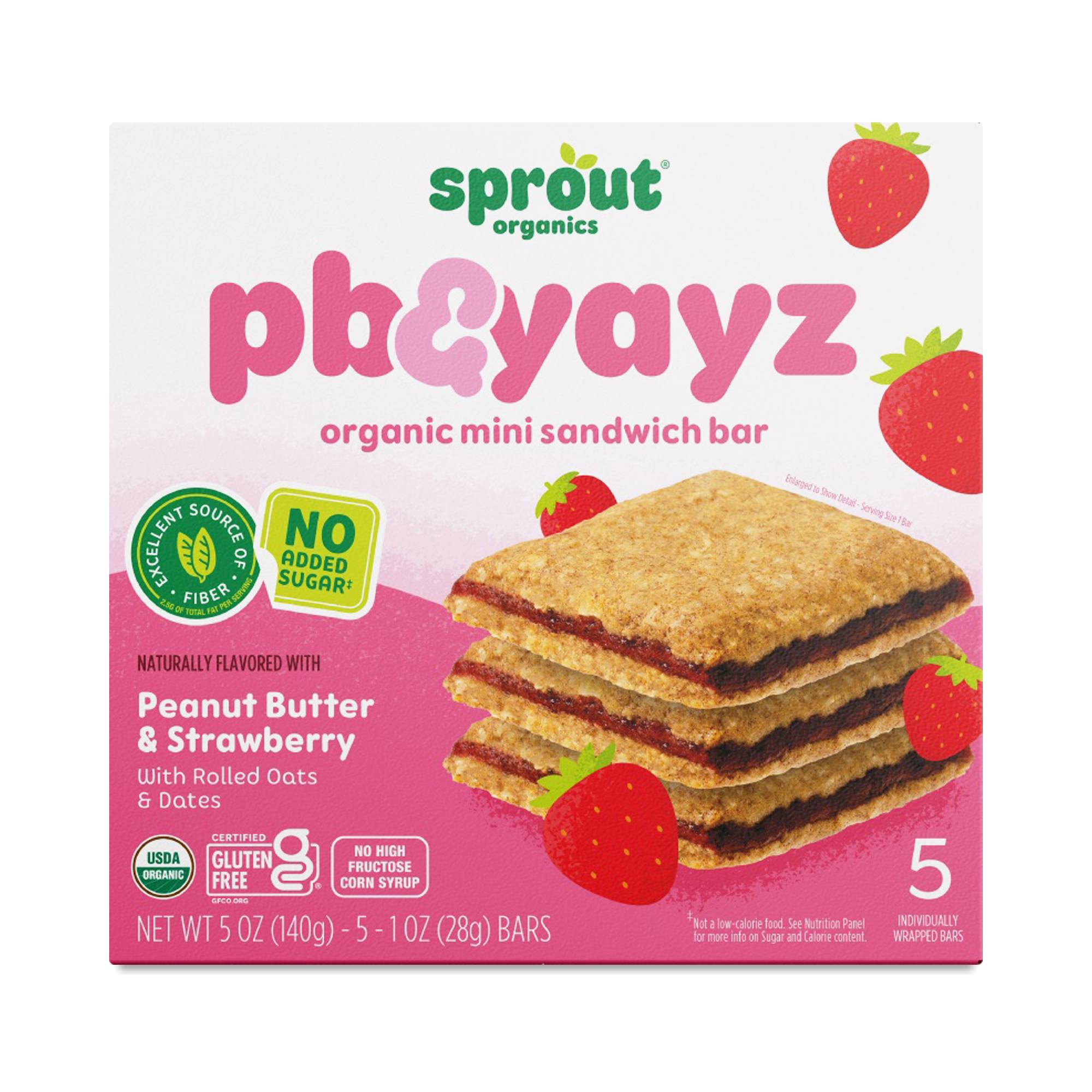 PB & Yayz Mini Sandwich Bars, Peanut Butter & Strawberry