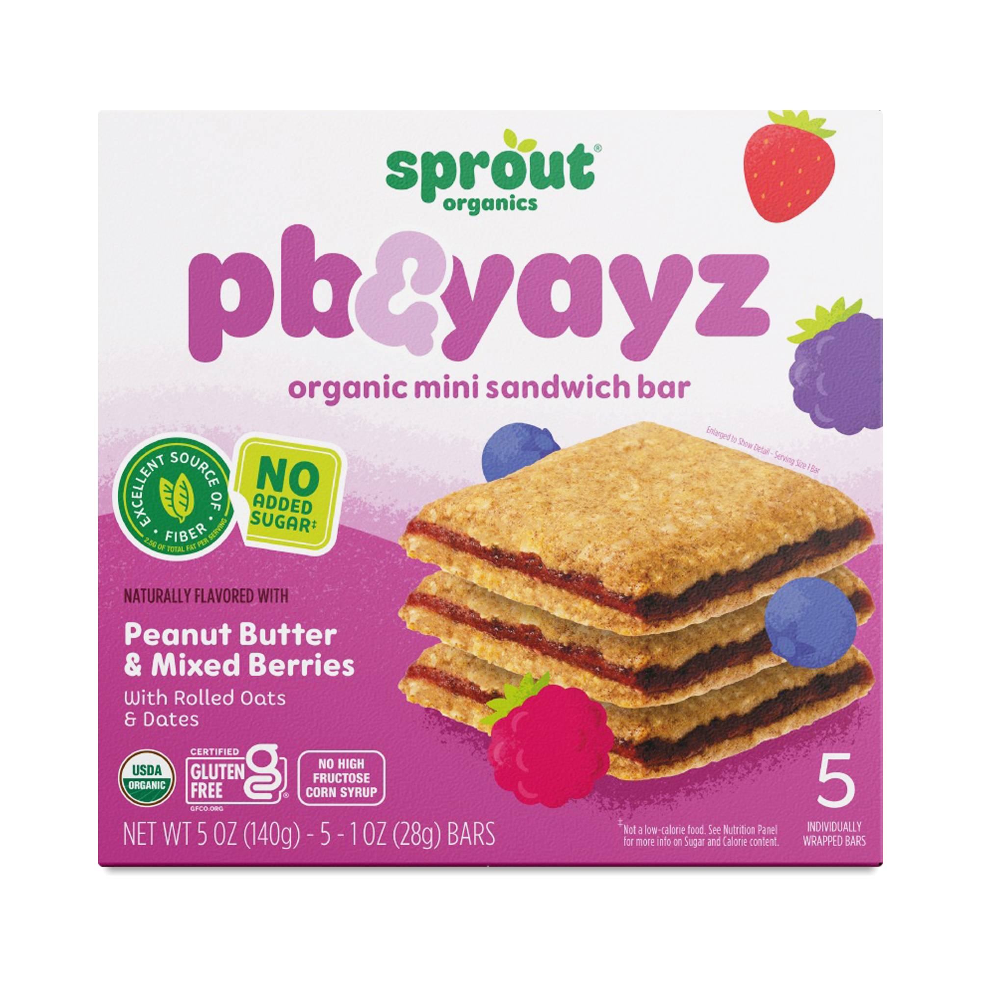 PB & Yayz Mini Sandwich Bars, Peanut Butter & Mixed Berries
