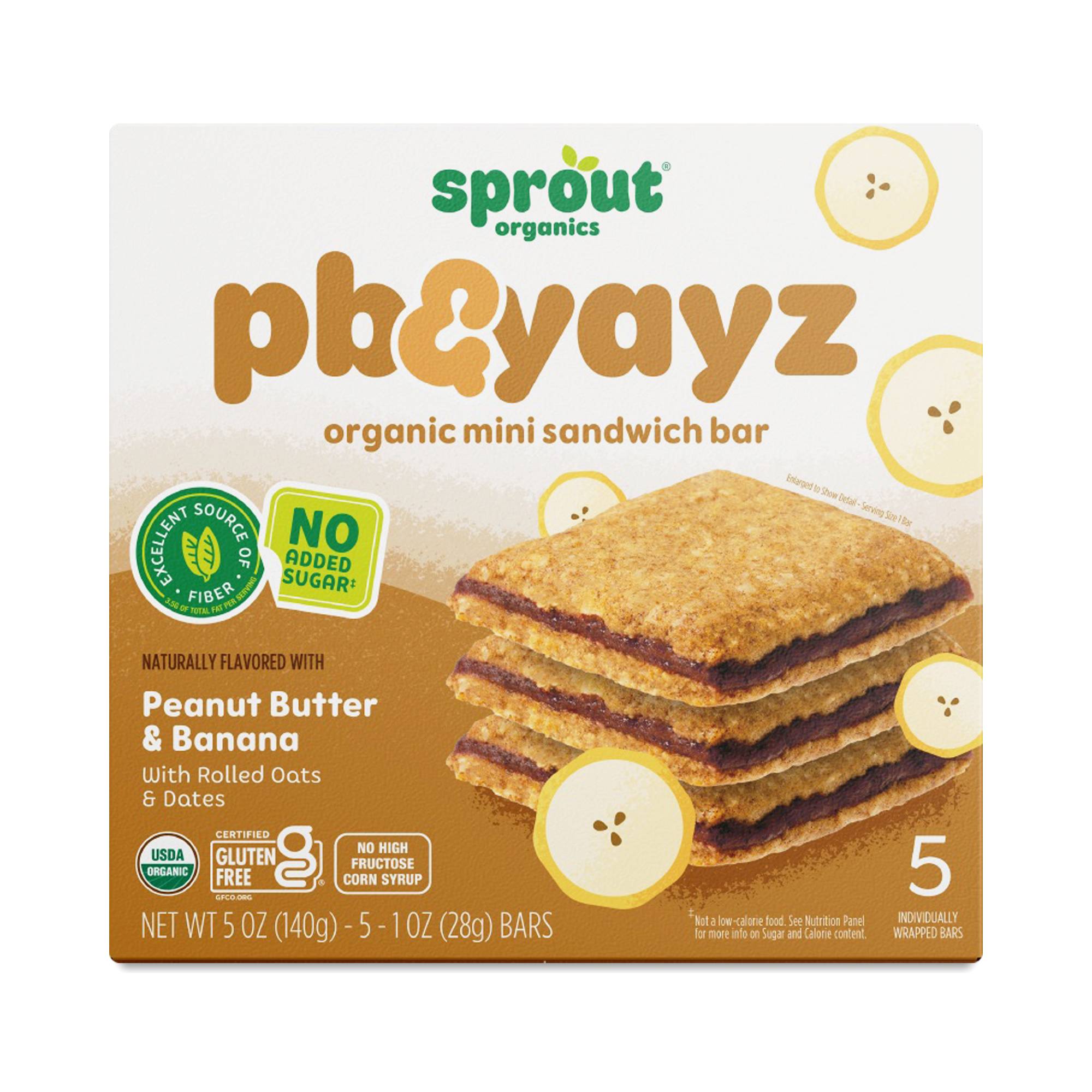 PB & Yayz Mini Sandwich Bars, Peanut Butter & Banana