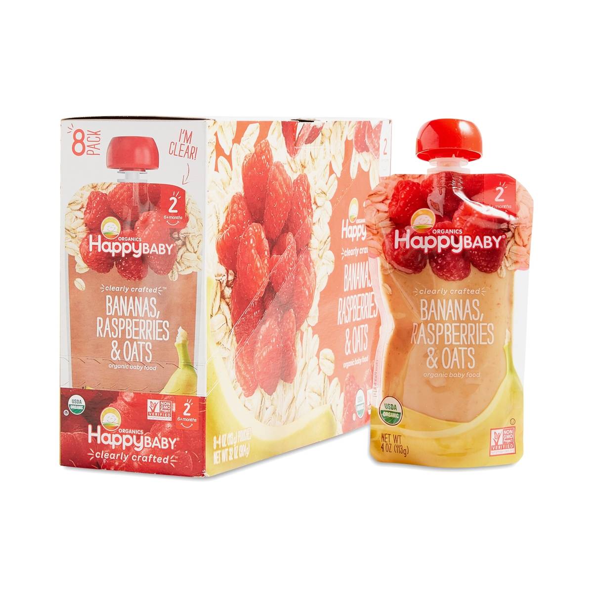 Happy Baby Bananas, Raspberries & Oats Organic Baby Food Thrive Market