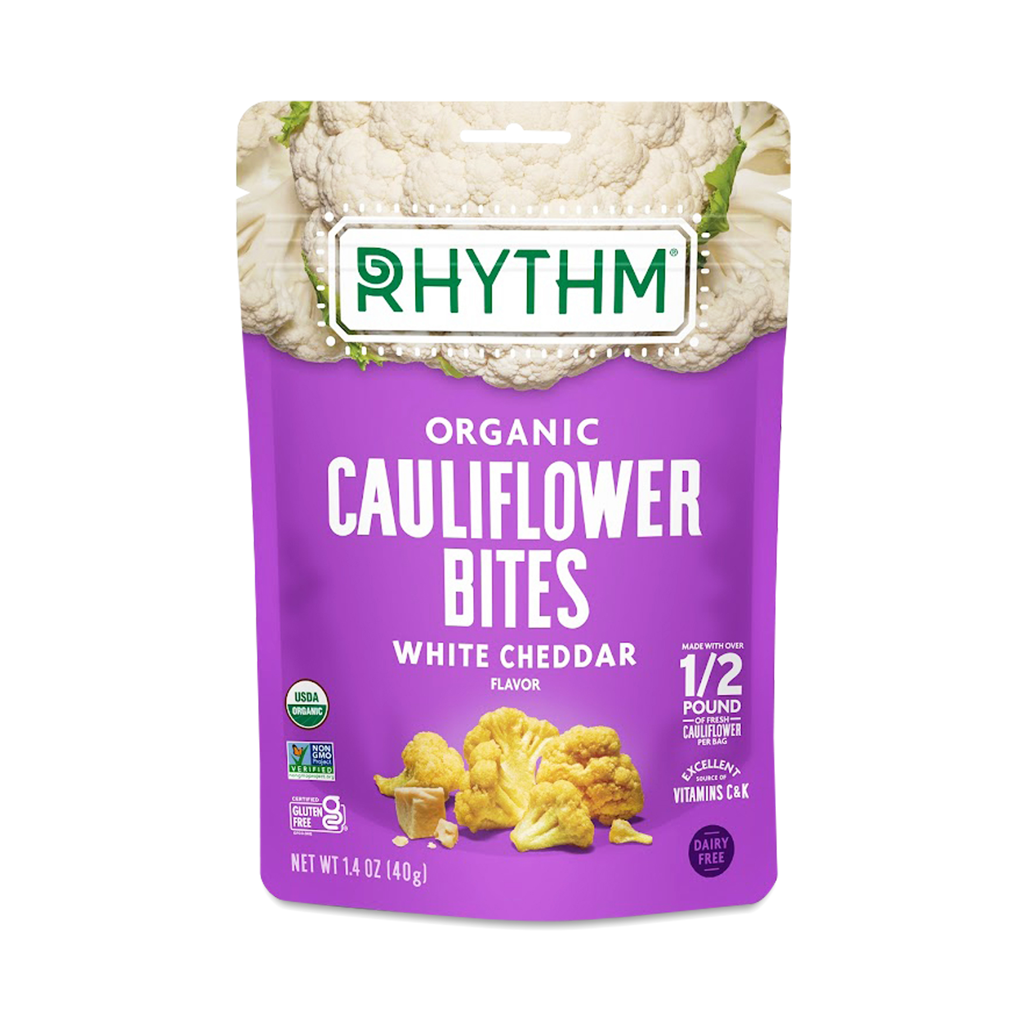 Rhythm Organic Cauliflower Bites, White Cheddar Thrive Market