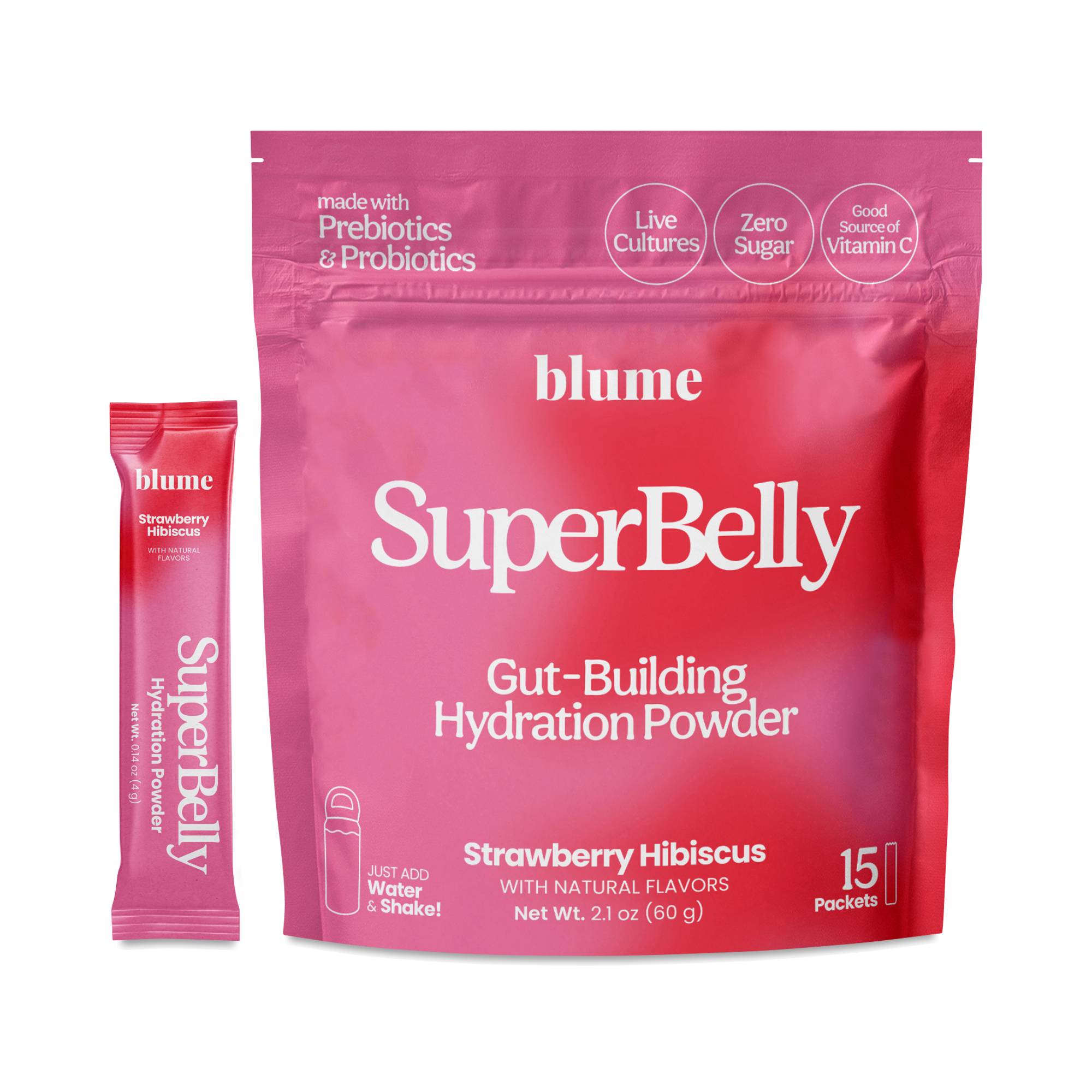 SuperBelly Gut-Building Hydration Powder, Strawberry Hibiscus