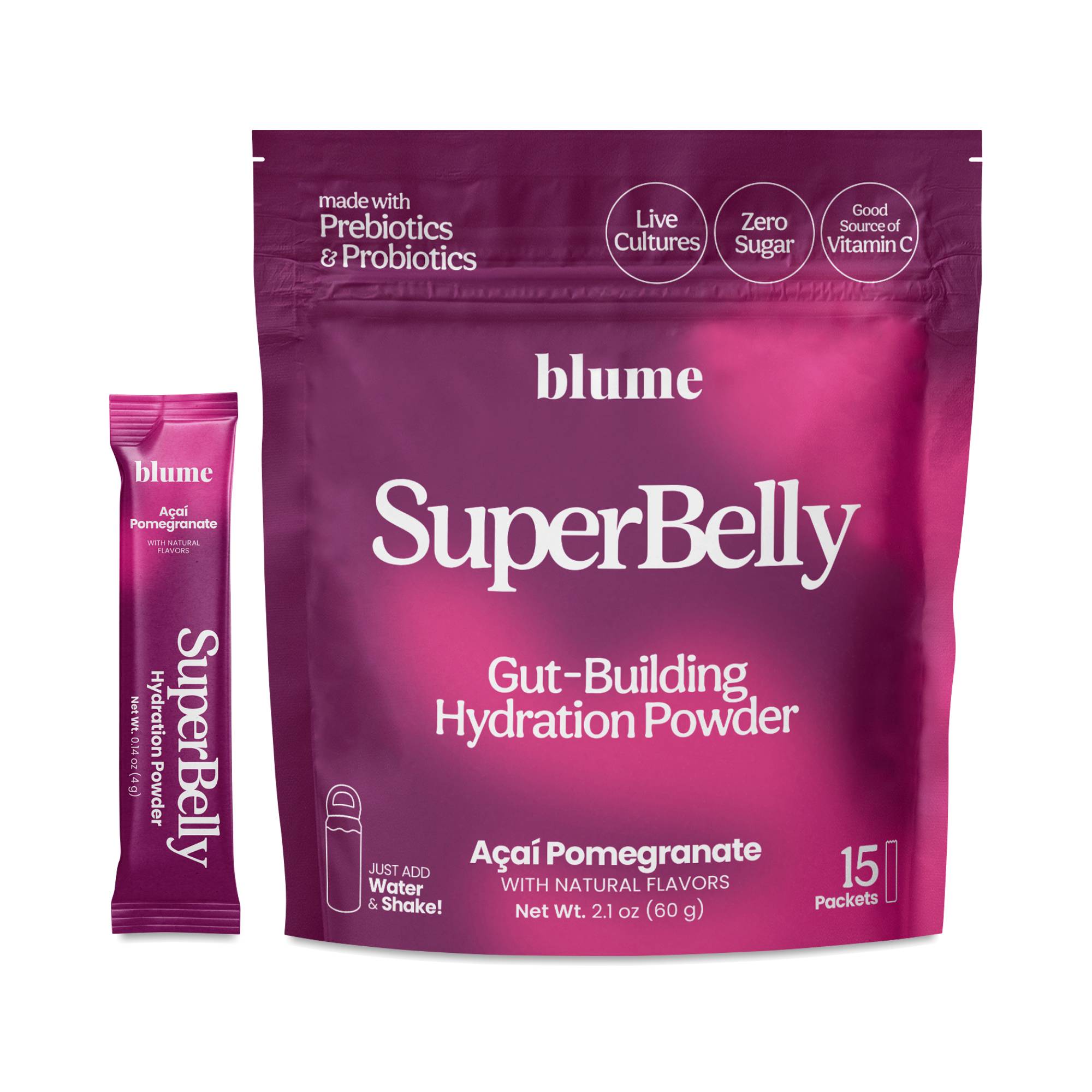 SuperBelly Gut-Building Hydration Powder, Acai Pomegranate