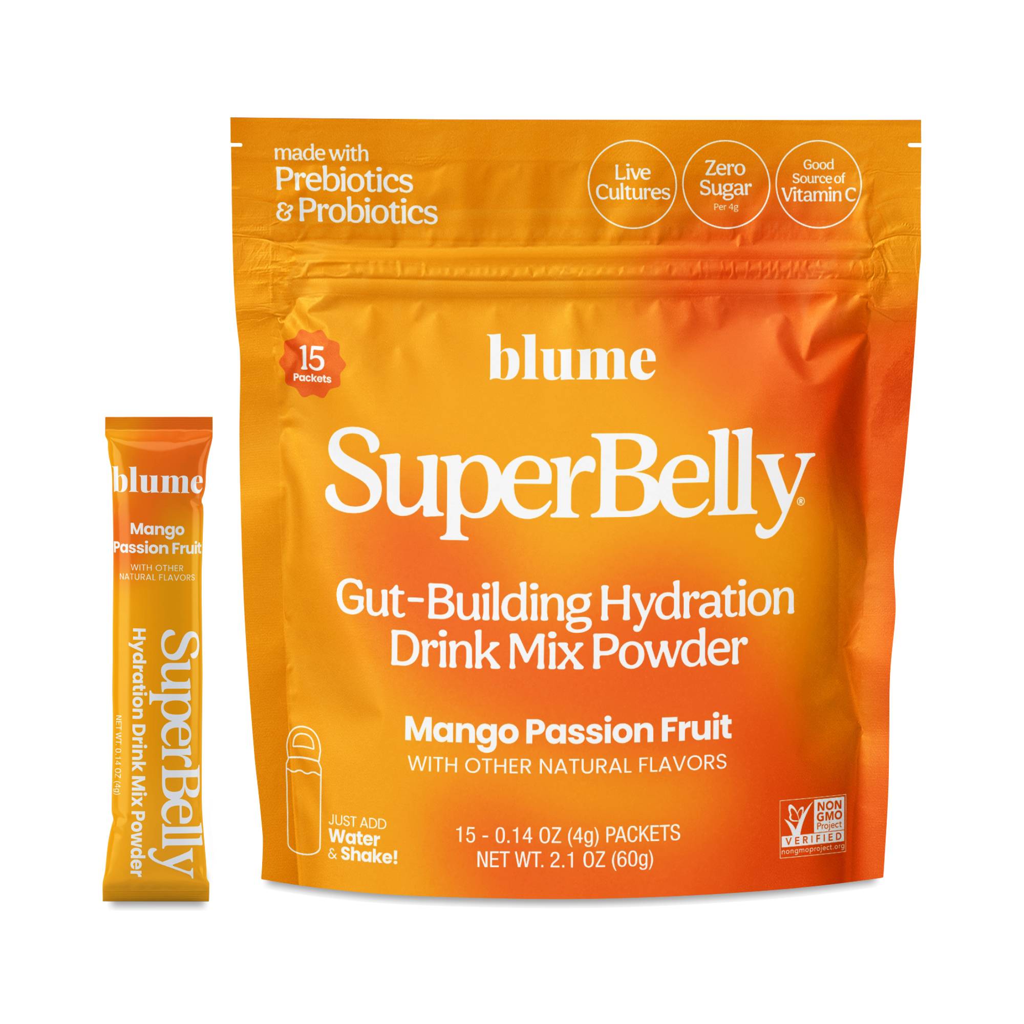 SuperBelly Gut-Building Hydration Powder, Mango Passion Fruit