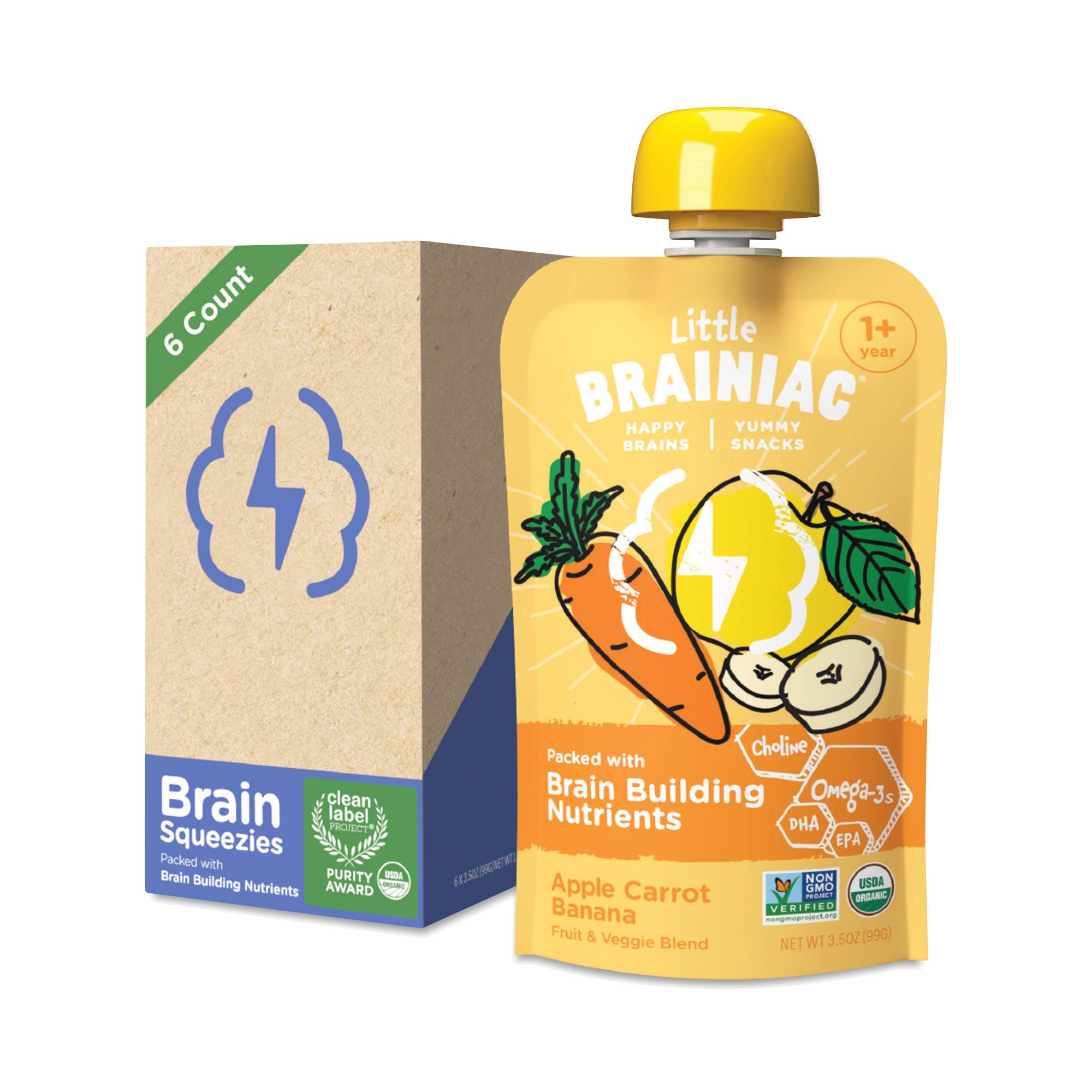 Little Brainiac Brain Squeezies, Apple, Carrot & Banana