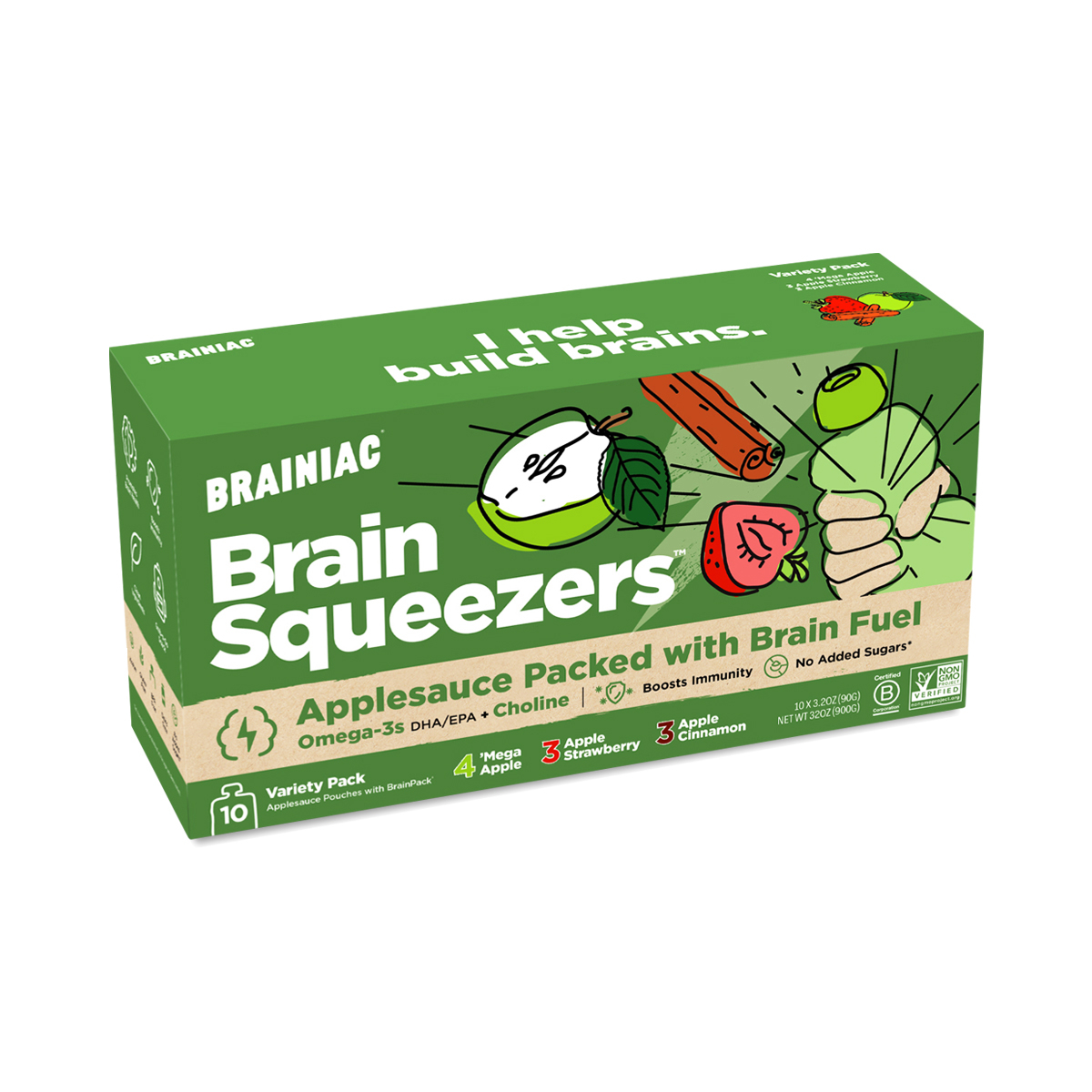 Brainiac Applesauce with BrainPack, Variety Pack Thrive Market