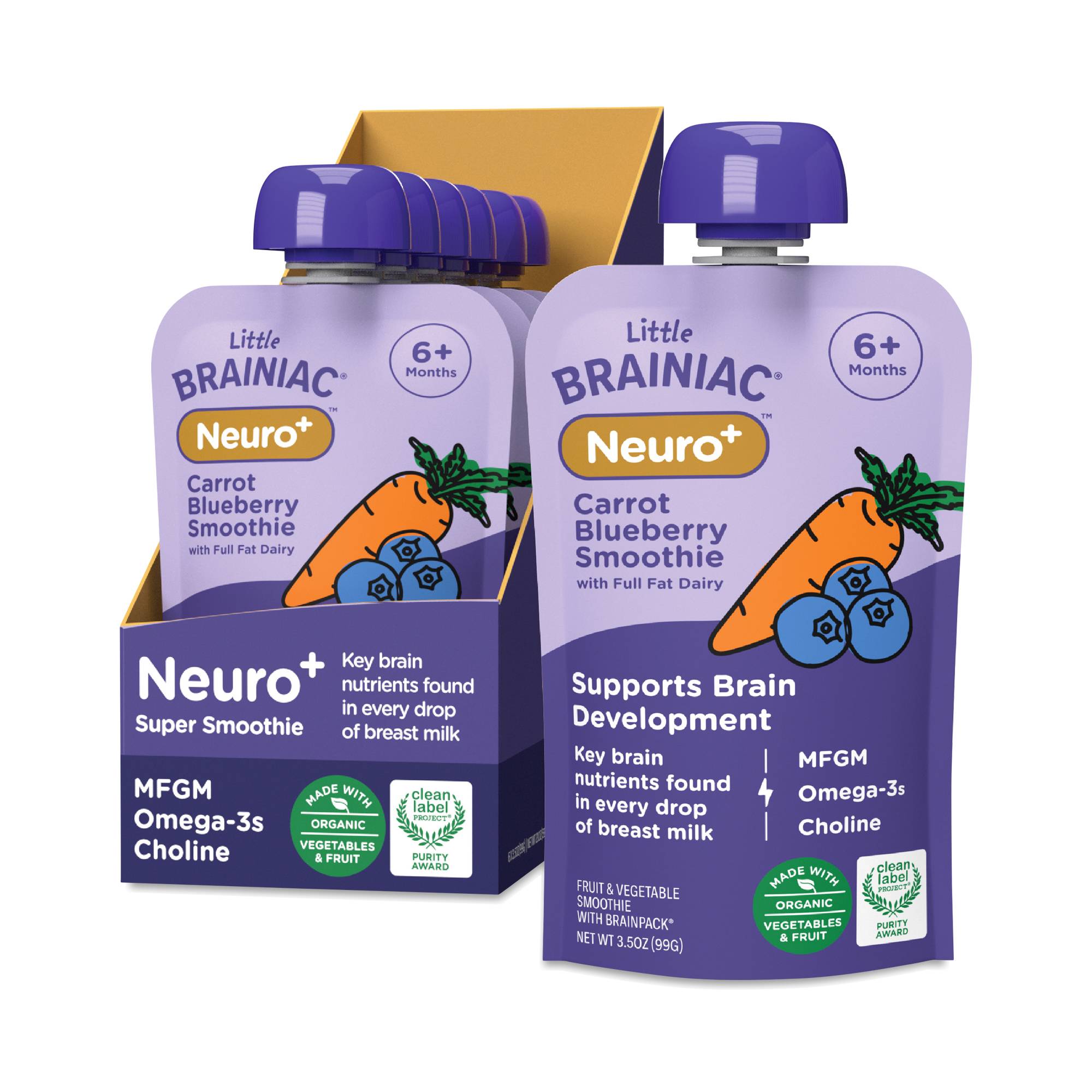 Little Brainiac Neuro+ Super Smoothie, Carrot Blueberry