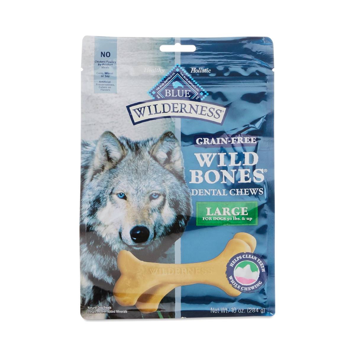 Wilderness Wild Bones Large Dental Chews GrainFree Dog Treats by Blue