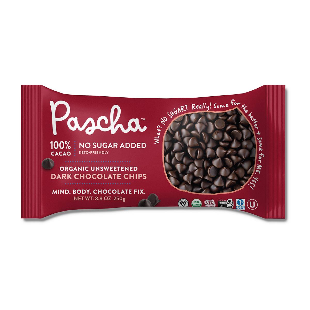 Organic 100% Cacao Unsweetened Dark Chocolate Chips