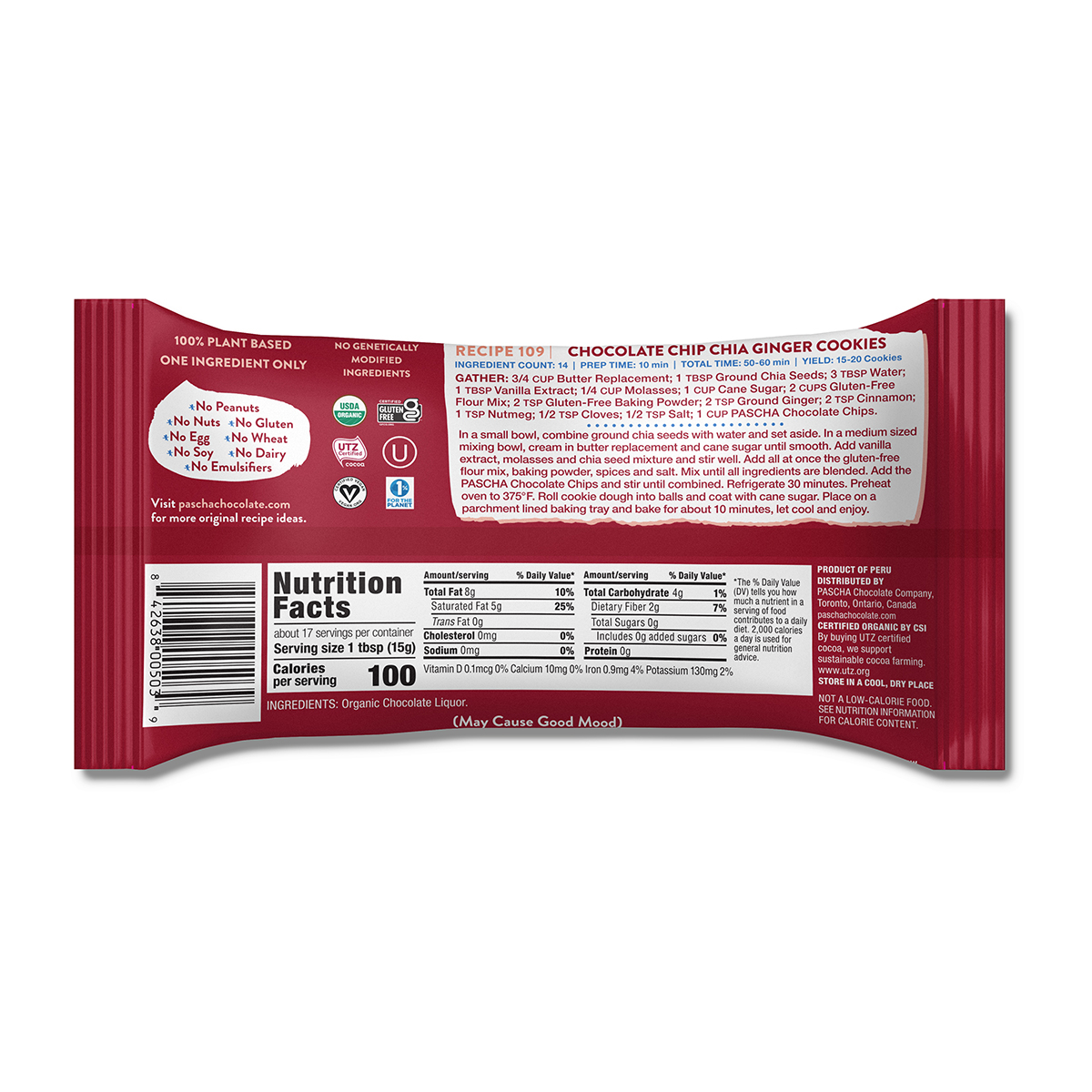 Organic 100 Cacao Unsweetened Dark Chocolate Chips Thrive Market