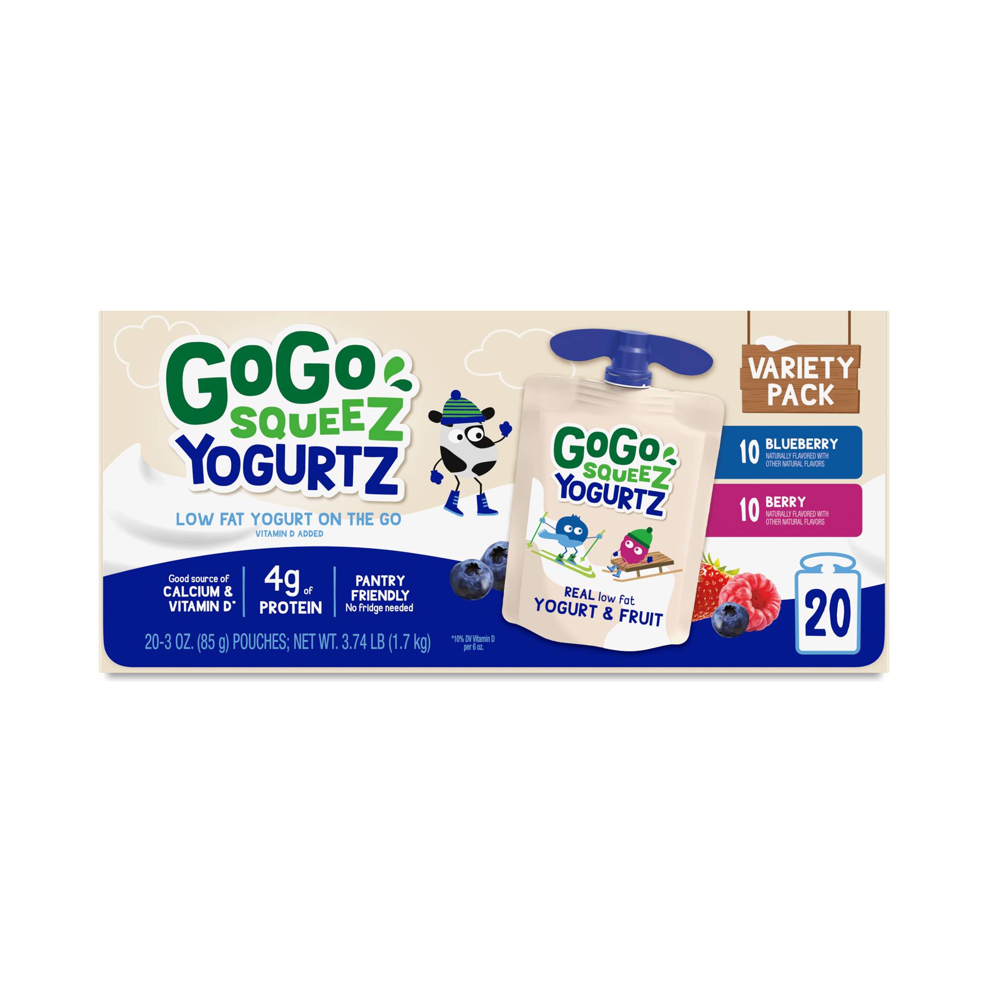 Yogurtz Variety Pack, Blueberry & Berry