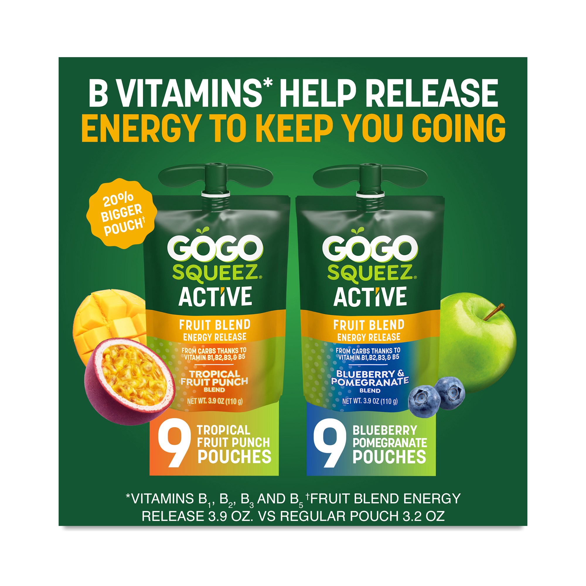 GoGo squeeZ Active Fruit Blend Applesauce with Energy Release