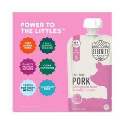 Baby Food Pouches, Free Range Pork with Organic Green Beans & Sweet Potato