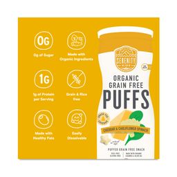Organic Grain Free Puffs, Grass Fed Cheddar & Cauliflower Spinach