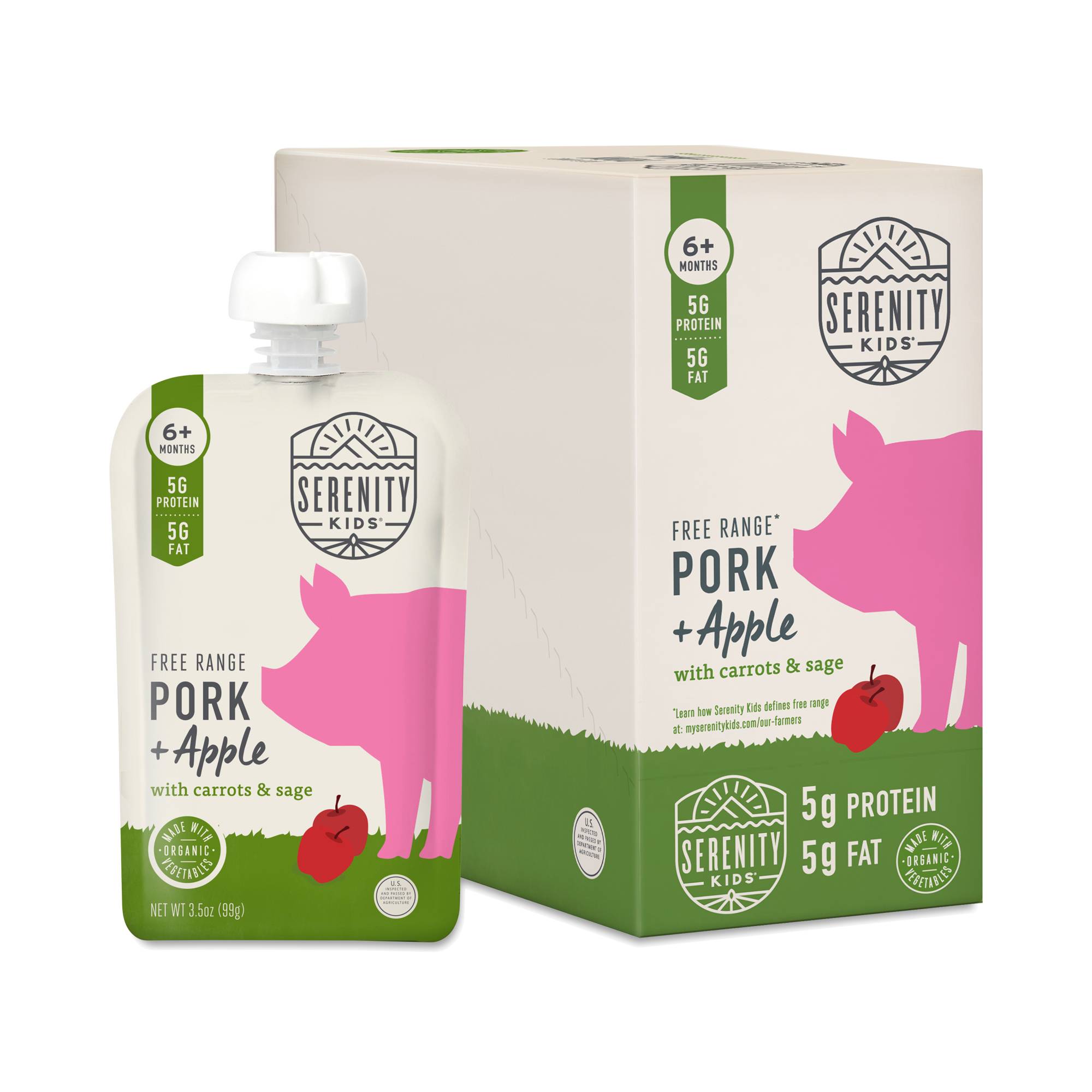 Baby Food Pouches, Free Range Pork + Apple with Carrots & Sage